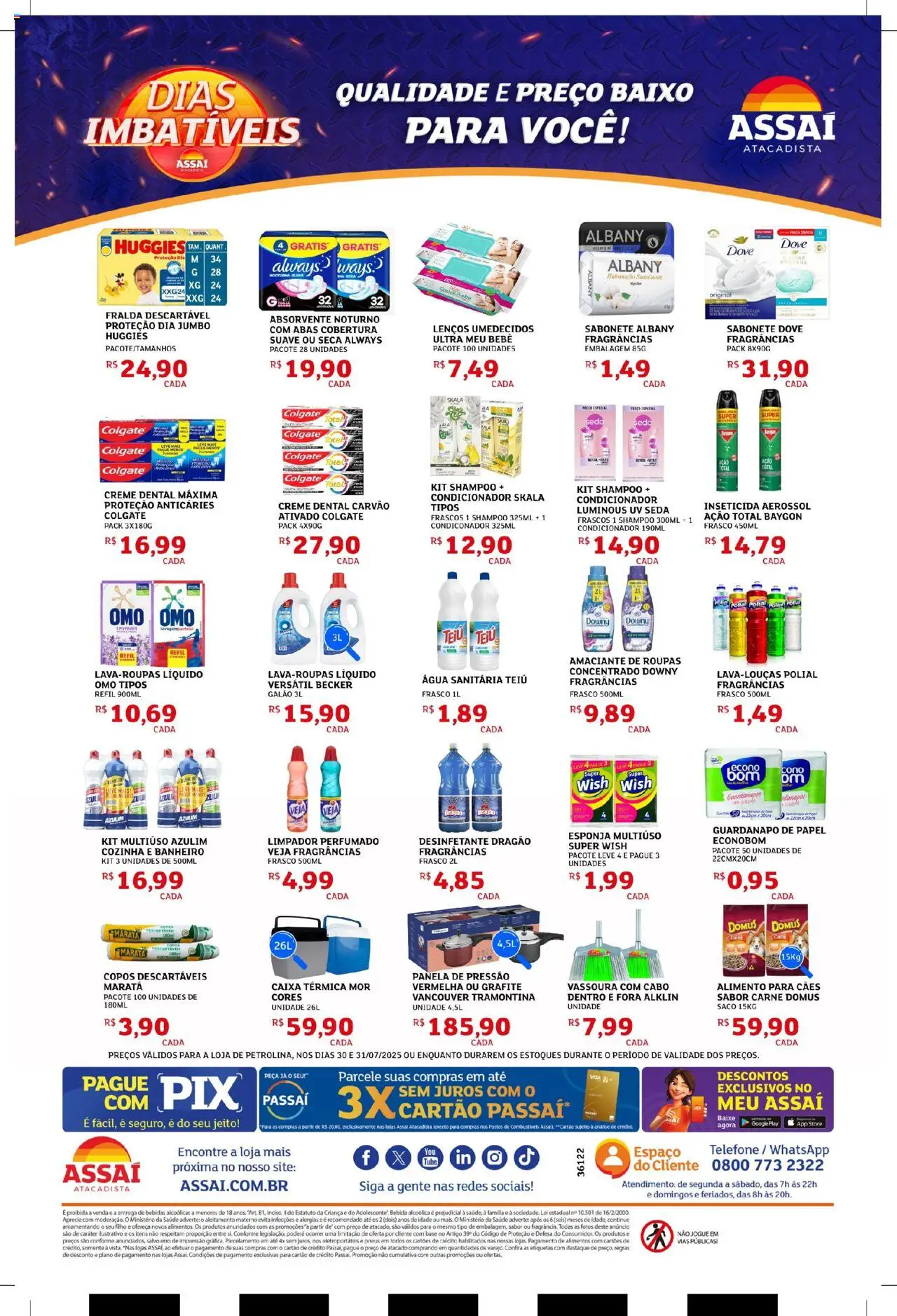 Assaí Atacadista Folheto - válido de 30.07.2025 | Página: 4 | Produtos: Shampoo, Azulim, Copos descartáveis, Desinfetante
