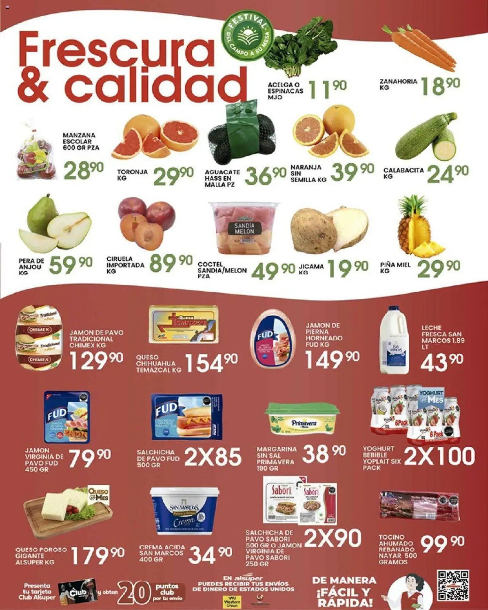 Nuevas ofertas de Alsuper válidas en toda la República Mexicana desde el 28.04.2026. ¡Encuentra las mejores ofertas en Alsuper folleto Calera! | Página: 3 | Productos: Acelga, Sal, Salchicha, Piña