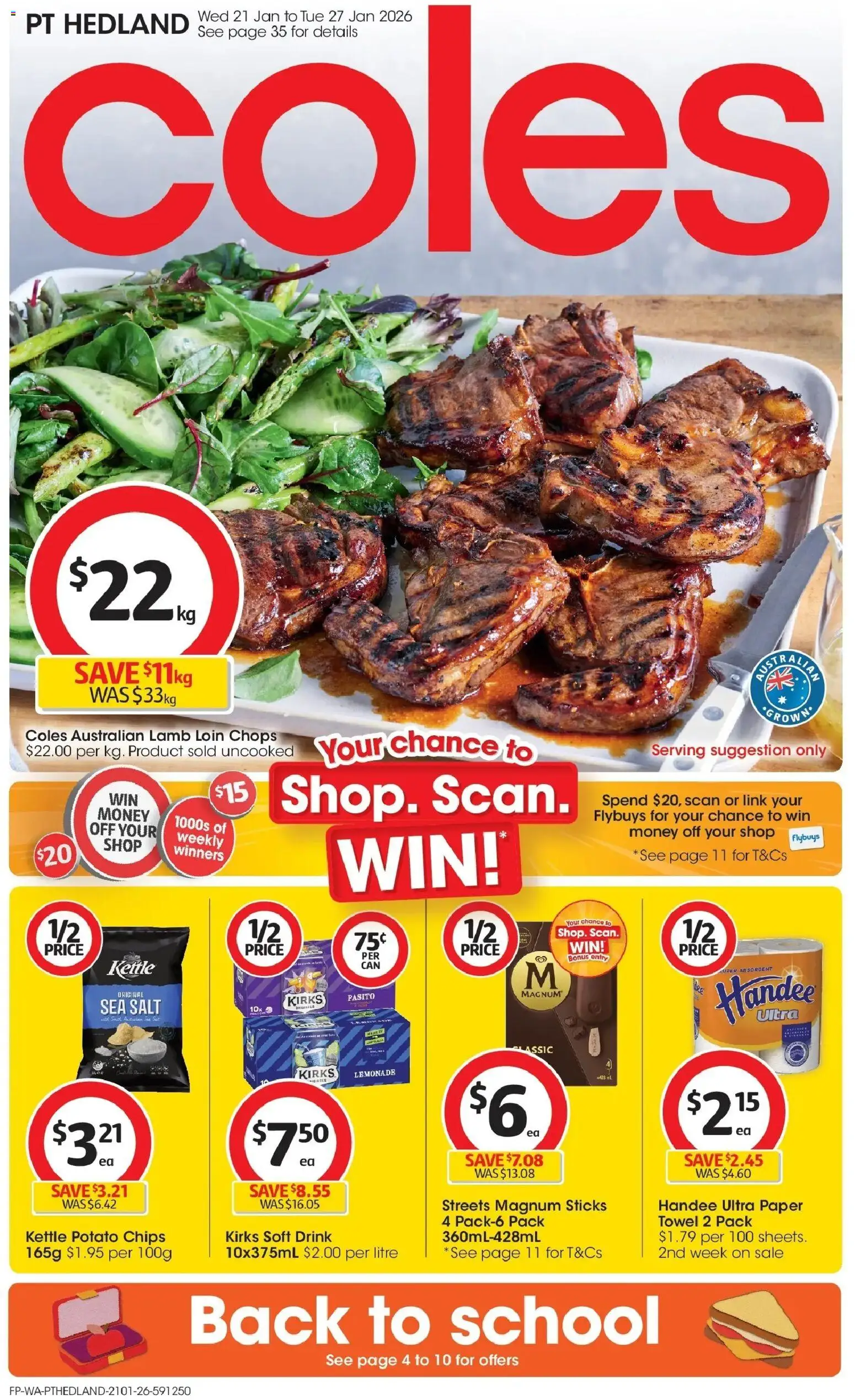 Coles catalogue - valid from 11.02.2026 | Page: 1 | Products: Lamb, Chips, Salt, Kettle