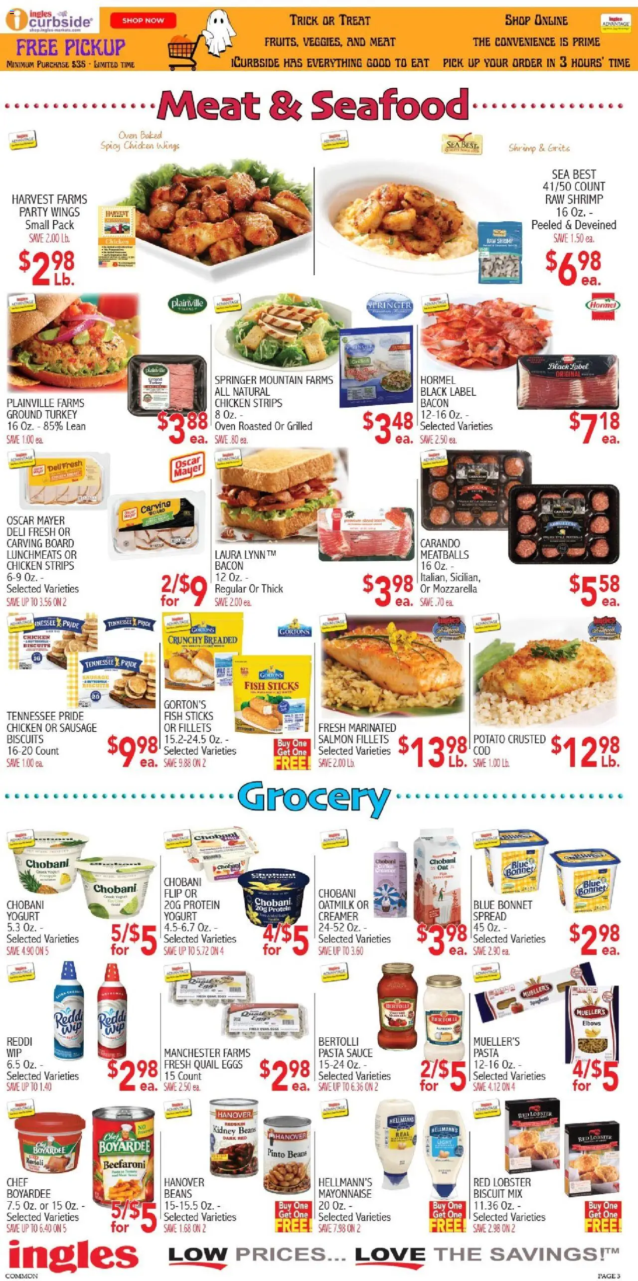 Ingles Weekly Ad - valid from 15.10.2025 | Page: 3 | Products: Fish, Pasta, Seafood, Sausage