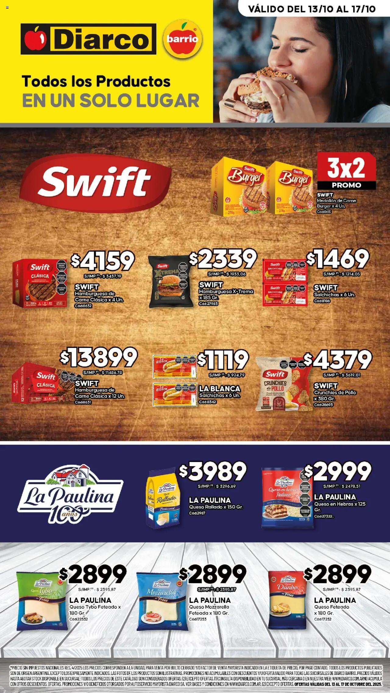 Diarco - Especial Swift Y La Paulina │ válido desde el 13.10.2025 | Página: 1 | Productos: Pollo, Queso