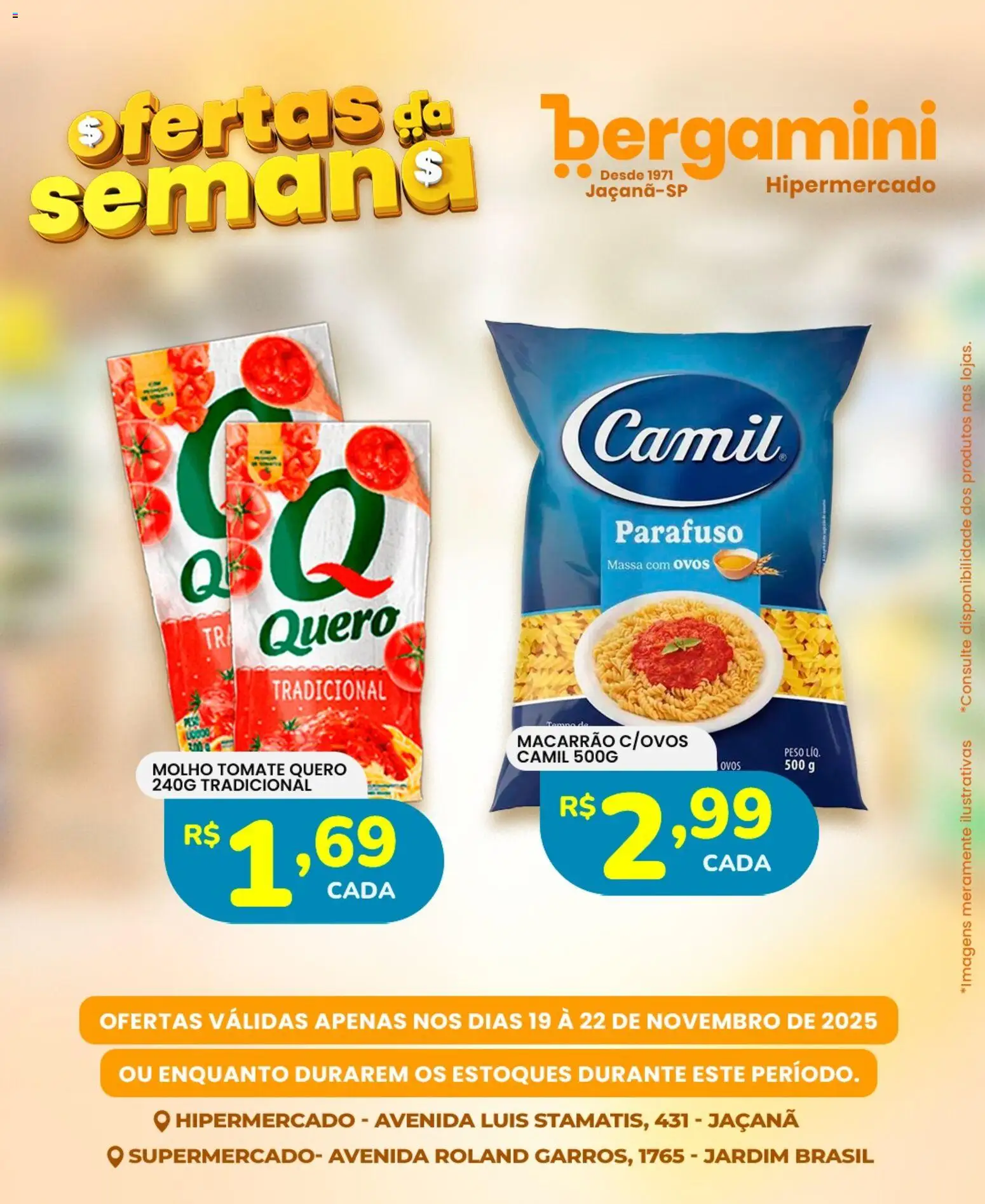 Supermercado Bergamini Folheto - válido de 19.11.2025 | Página: 19 | Produtos: Ovos, Macarrão, Massa