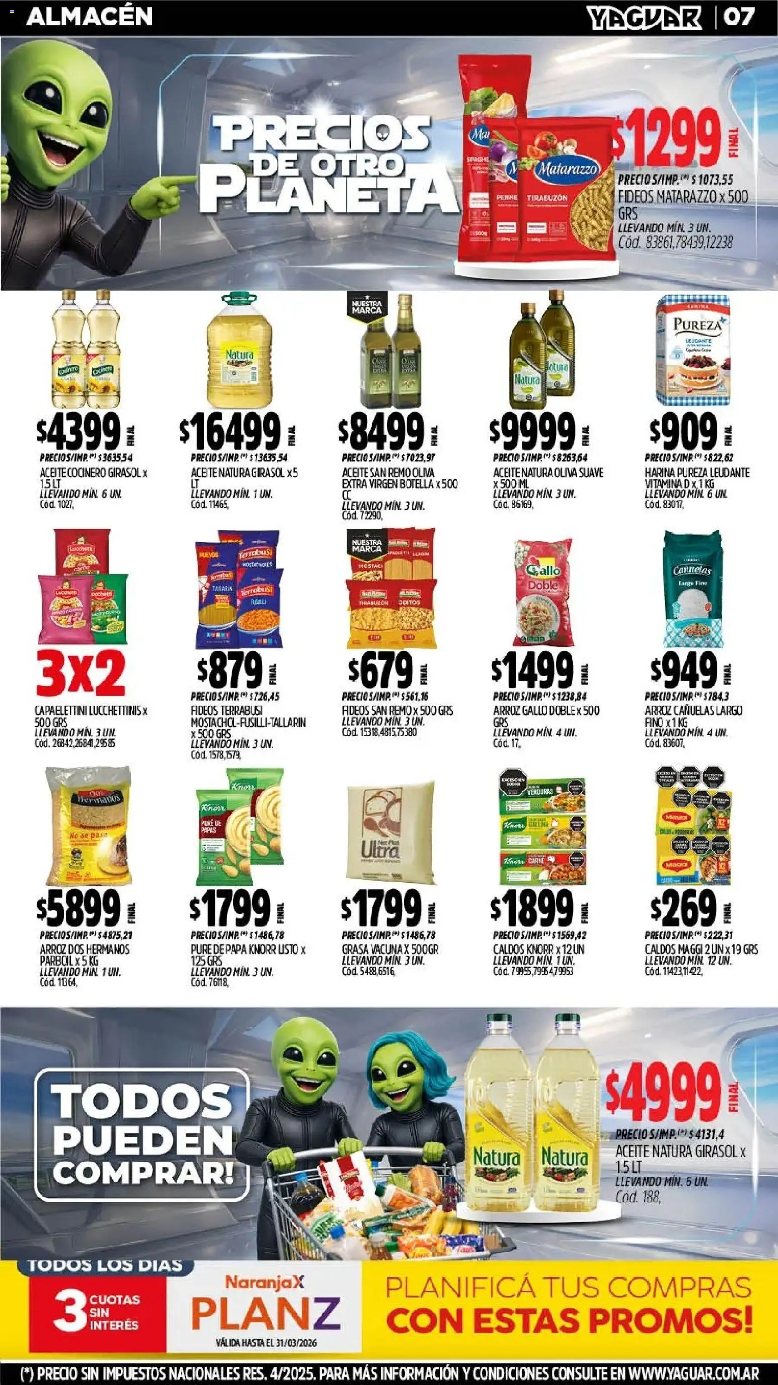 Yaguar - Oferta Semanal San Juan │ válido desde el 03.03.2026 | Página: 7 | Productos: Botella, Papa, Oliva, Fideos