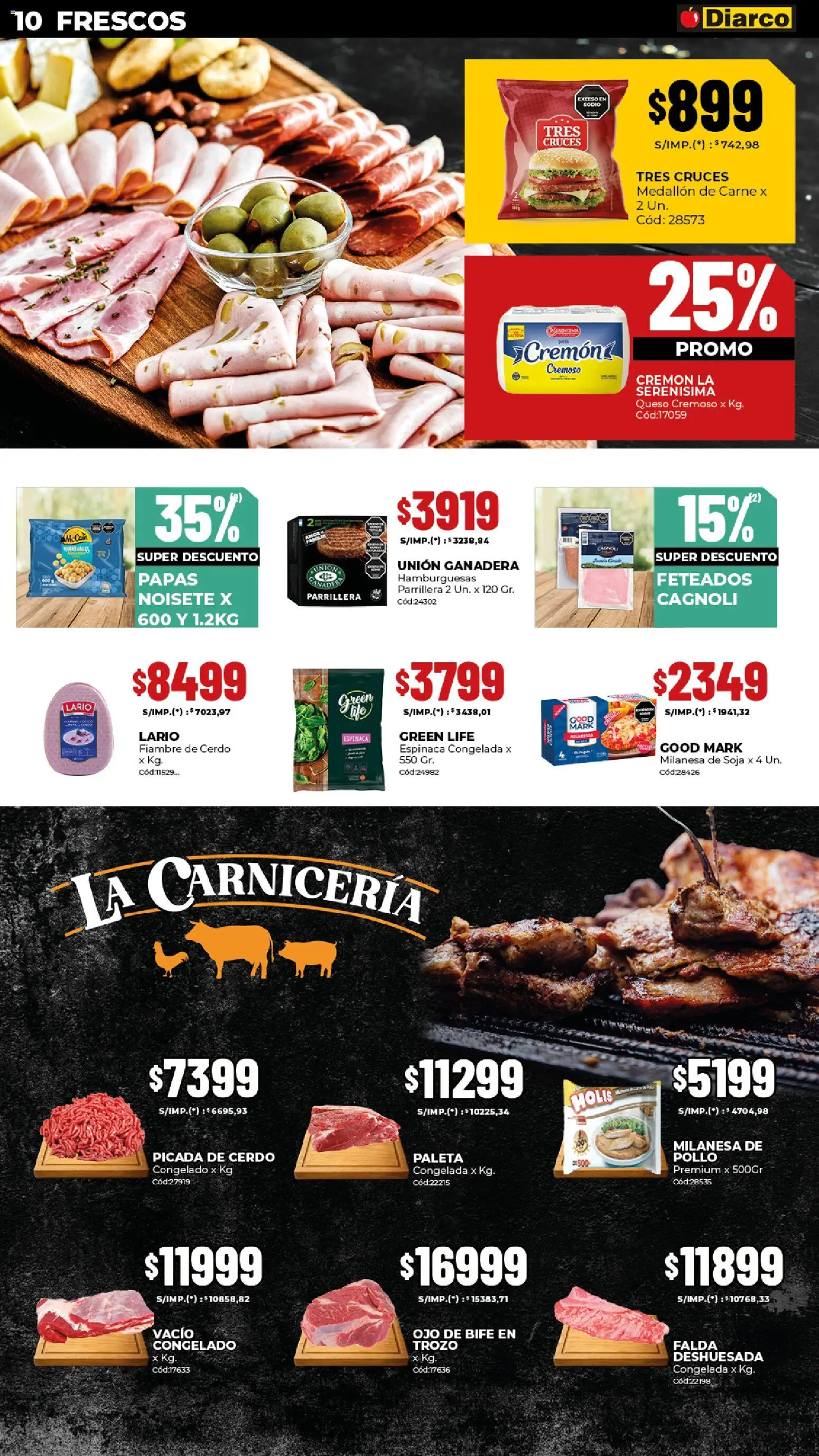 Diarco - Ofertas Interior │ válido desde el 27.10.2025 | Página: 10 | Productos: Milanesa, Paleta, Queso, Cerdo