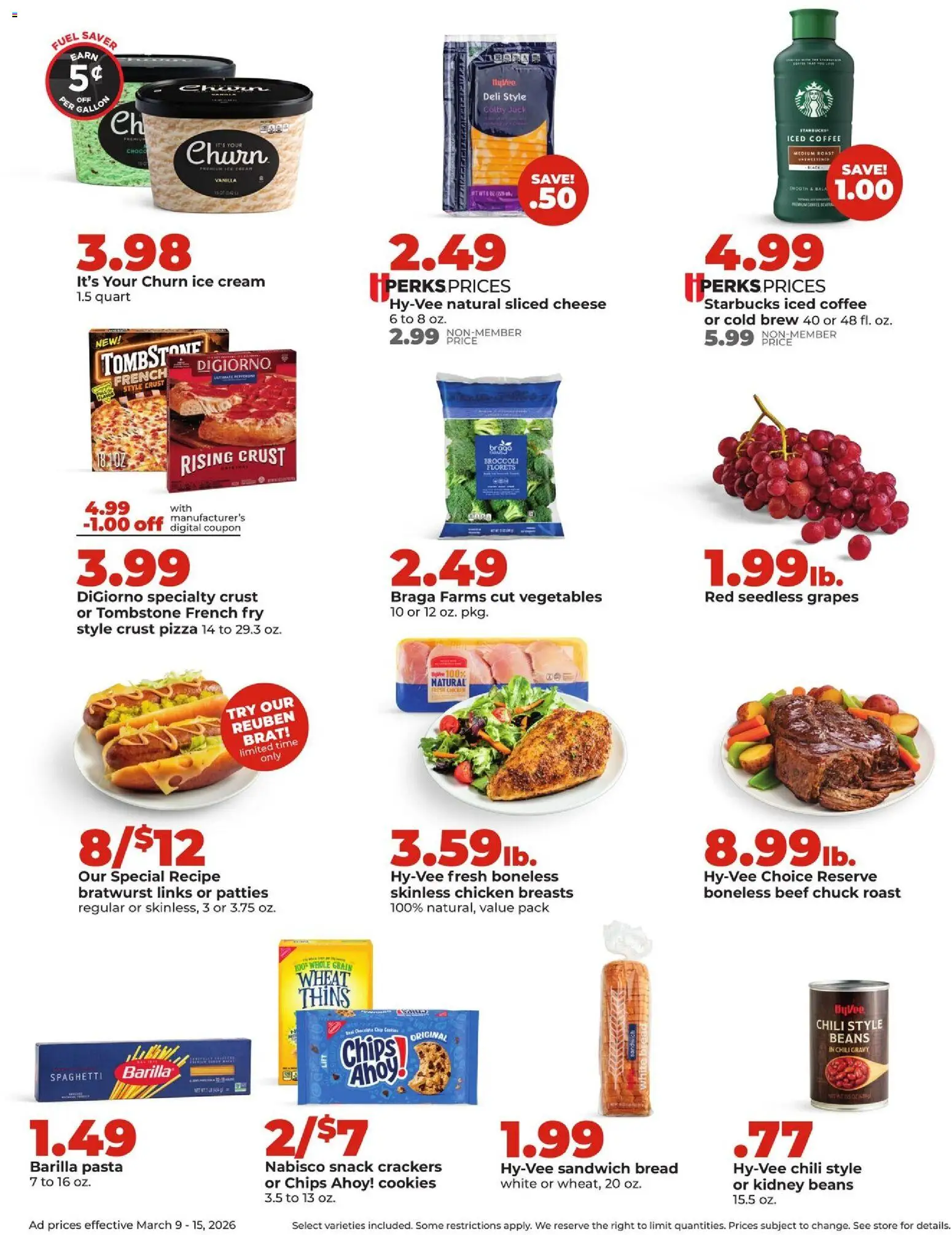 HyVee Weekly Ad - valid from 09.03.2026 | Page: 2 | Products: Coffee, Beef, Cream, Chocolate Chip