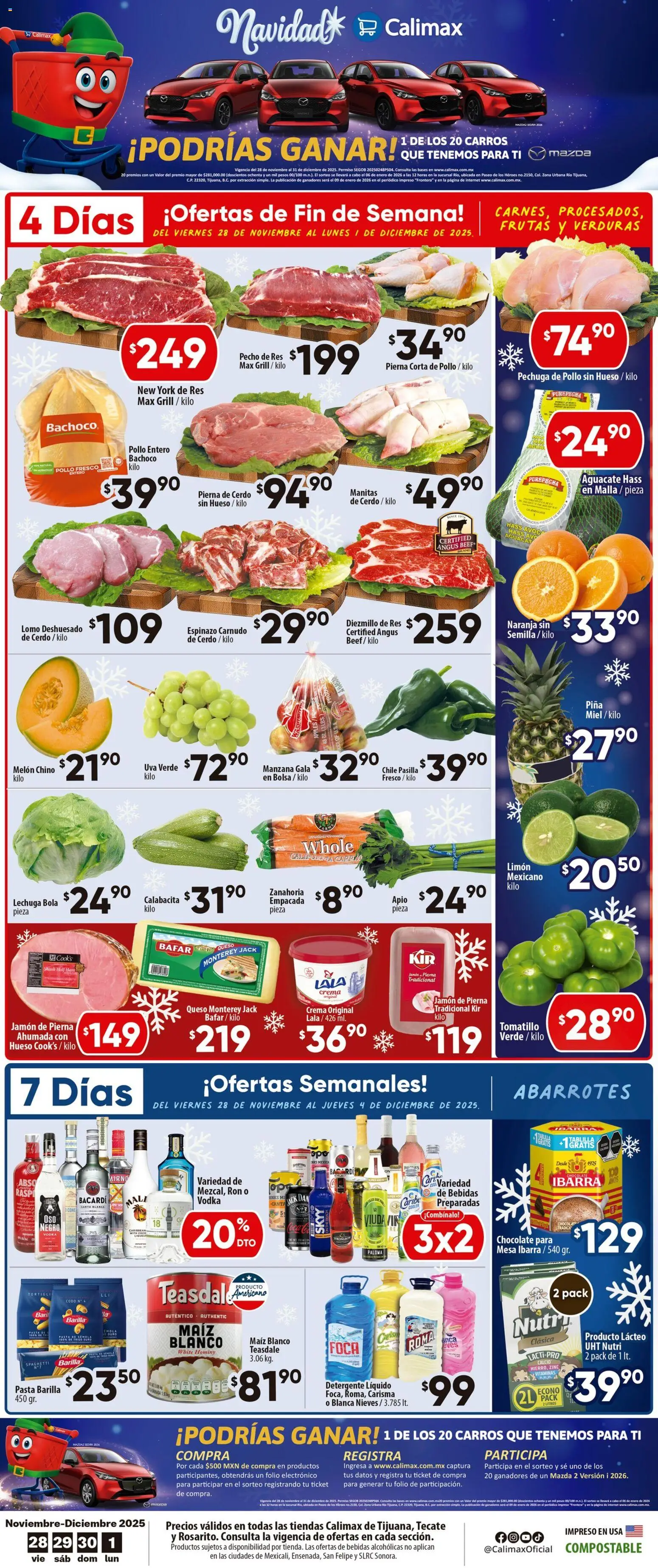Nuevas ofertas de Calimax válidas en toda la República Mexicana desde el 28.11.2025. ¡Encuentra las mejores ofertas en Calimax folleto Tijuana! | Página: 1 | Productos: Manzana, Limón, Queso, Vodka