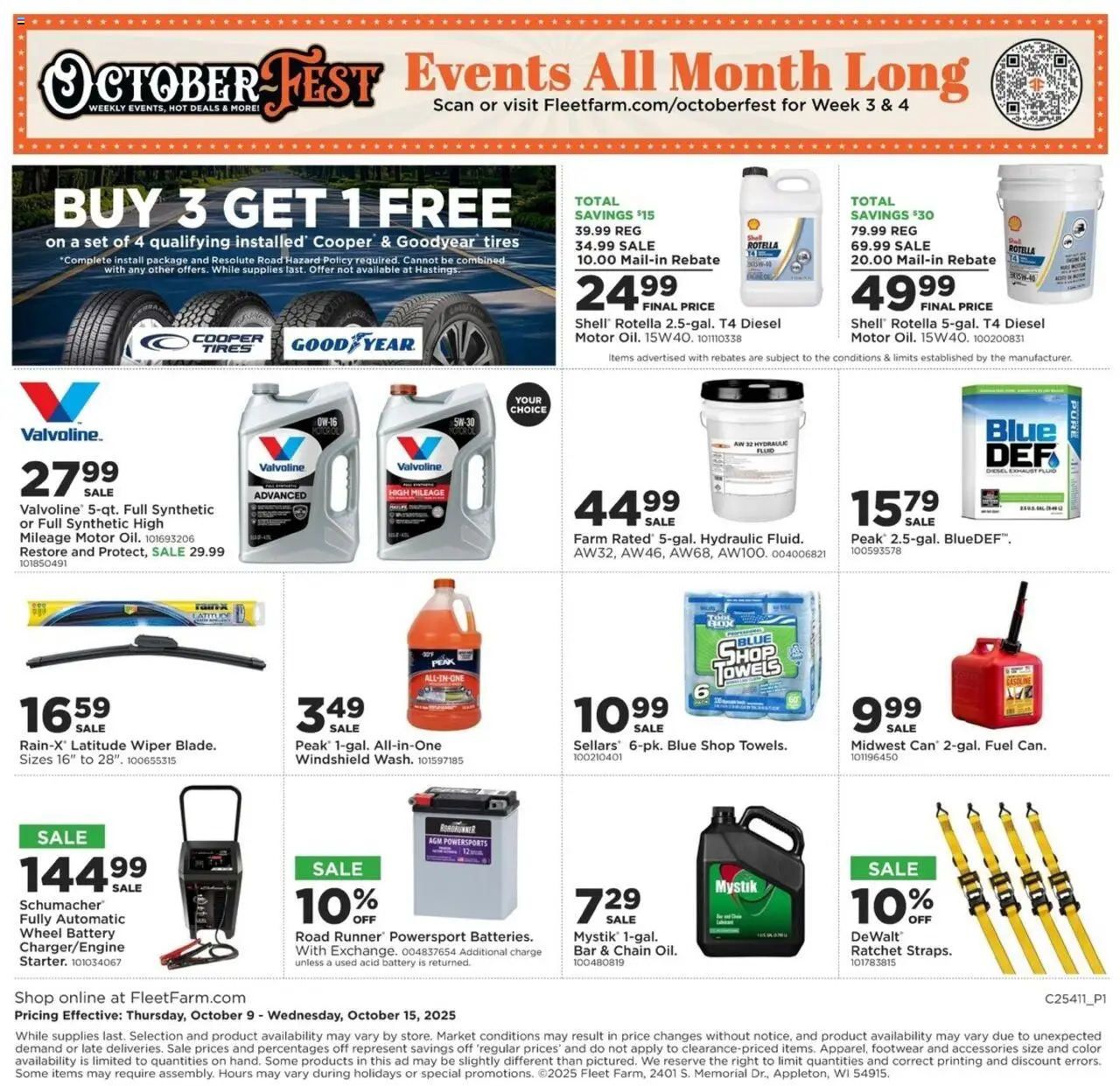 Mills Fleet Farm Weekly Ad - valid from 09.10.2025 | Page: 24 | Products: Battery, Ratchet, Wiper, Windshield