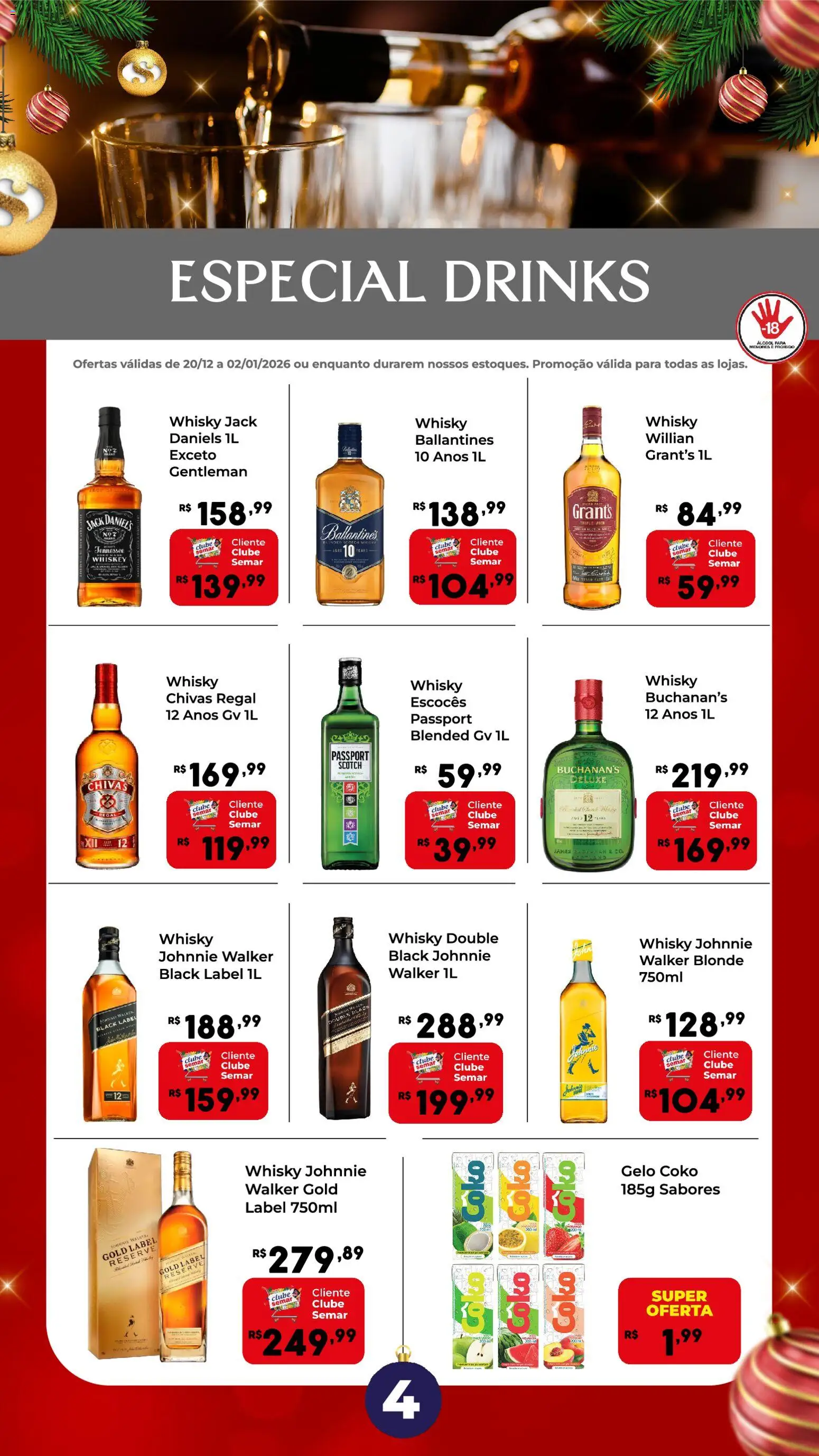 Semar Supermercado Folheto - válido de 20.12.2025 | Página: 4 | Produtos: Whisky