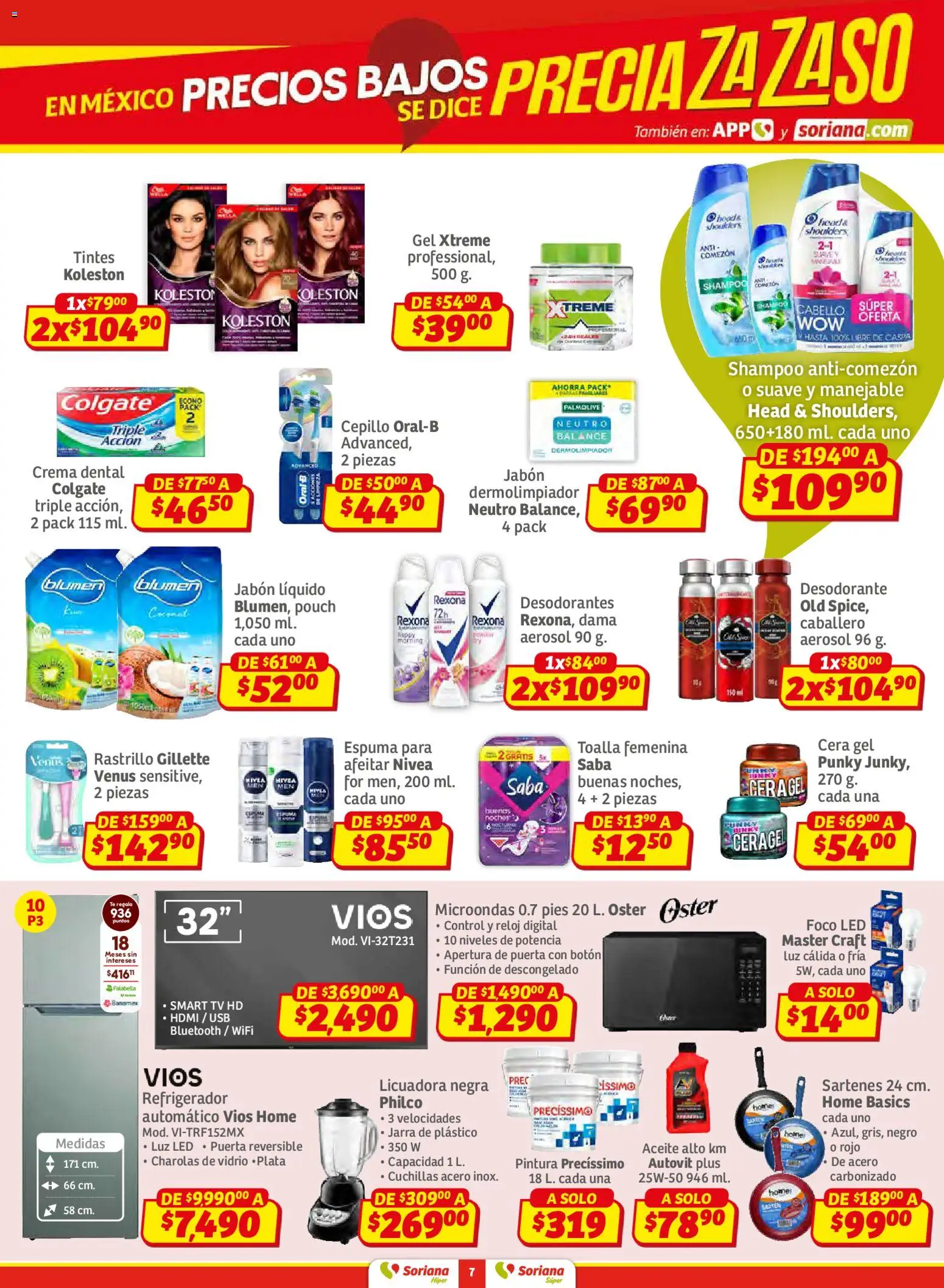 Nuevas ofertas de Soriana válidas en toda la República Mexicana desde el 02.01.2026. ¡Encuentra las mejores ofertas en Soriana - Preciazazaso Híper: Edo Mex, Gro, Hgo, Mor, Pue, Qto, Tlax, Ver! | Página: 7 | Productos: Desodorante, Té, Pintura, Jarra