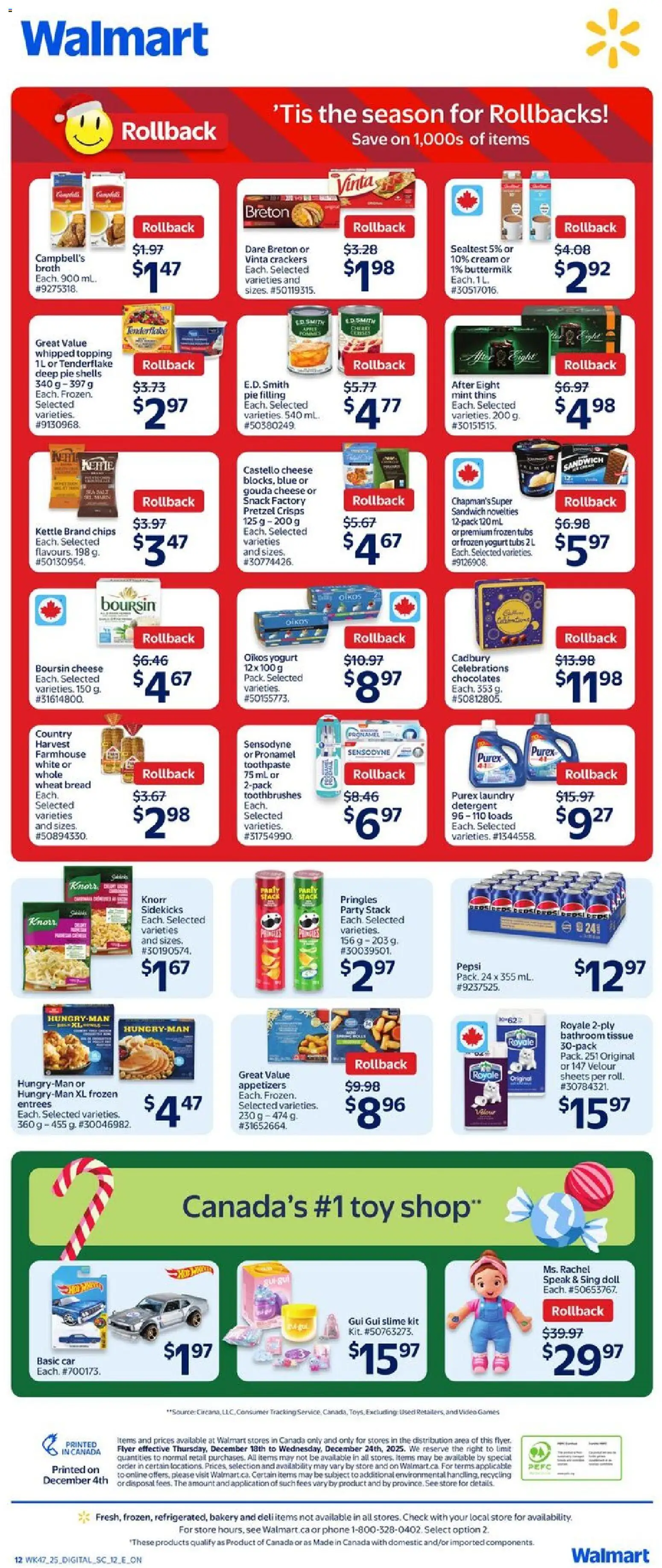 Walmart flyer valid from 18.12.2025 | Page: 2 | Products: Cream, Video, Yogurt, Bread