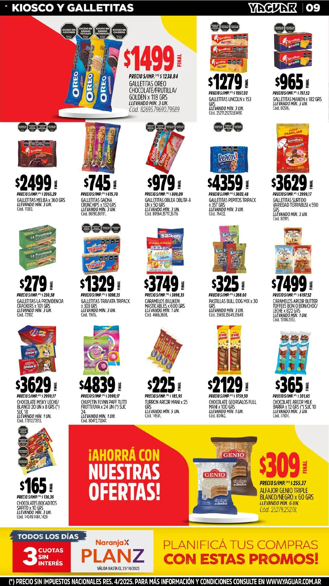 Yaguar - Parque Chacabuco │ válido desde el 13.10.2025 | Página: 9 | Productos: Galletitas, Leche, Uva, Alfajor