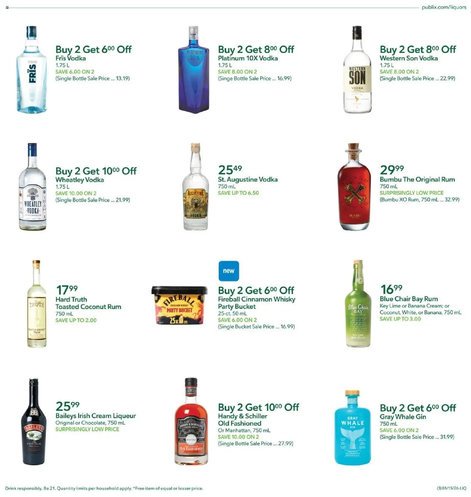 Publix Liquor - valid from 15.01.2026 | Page: 3 | Products: Chair, Gin, Vodka, Lime