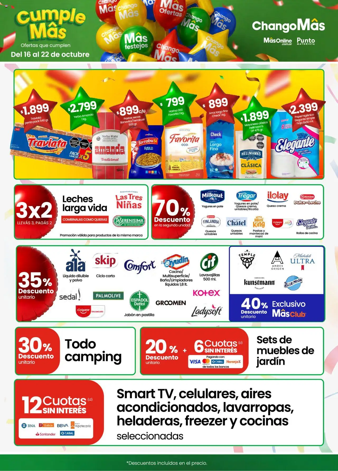 Changomas ofertas │ válido desde el 16.10.2025 | Página: 1 | Productos: Papel higiénico, Polvo, Queso crema, Arroz