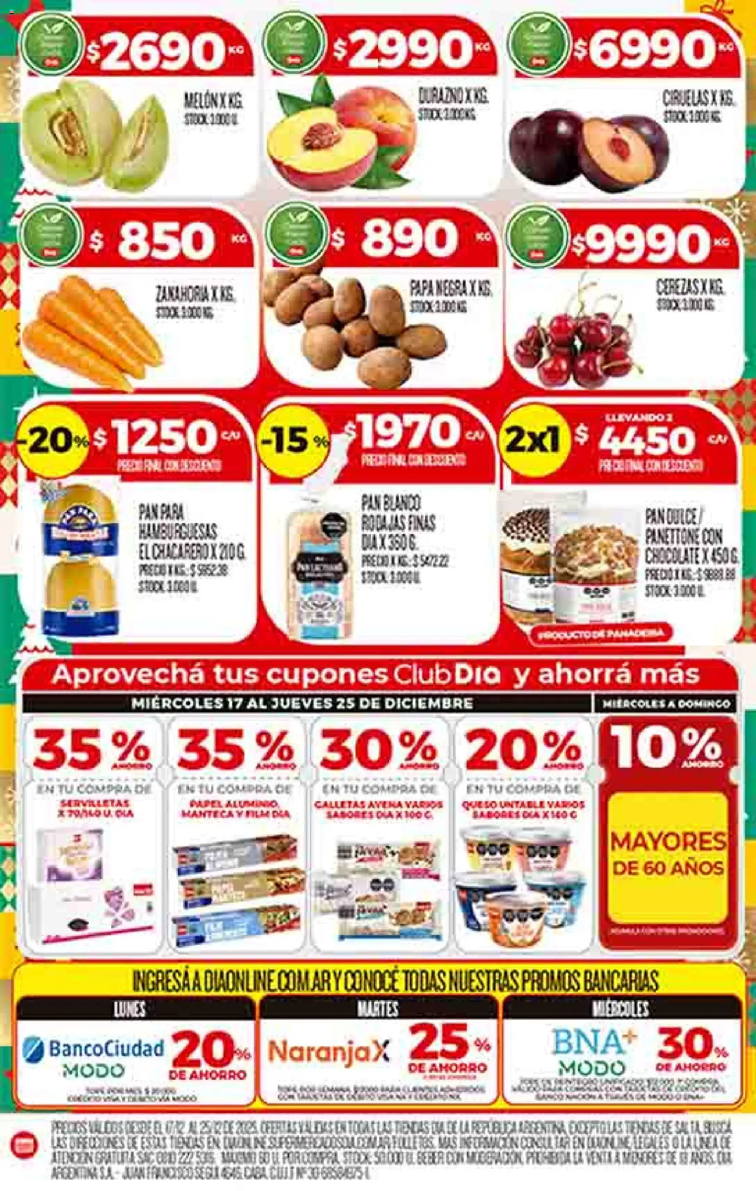 Dia - Ofertas  │ válido desde el 17.12.2025 | Página: 8 | Productos: Papa, Durazno, Chocolate, Zanahoria