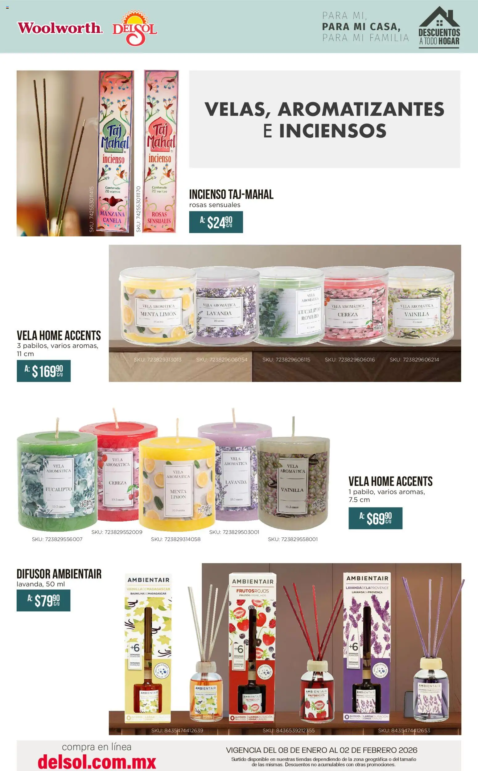 Nuevas ofertas de Del Sol y Woolworth válidas en toda la República Mexicana desde el 08.01.2026. ¡Encuentra las mejores ofertas en Del Sol y Woolworth catálogo Para mí, para mi casa, para mi familia! | Página: 38 | Productos: Manzana, Limón, Vela