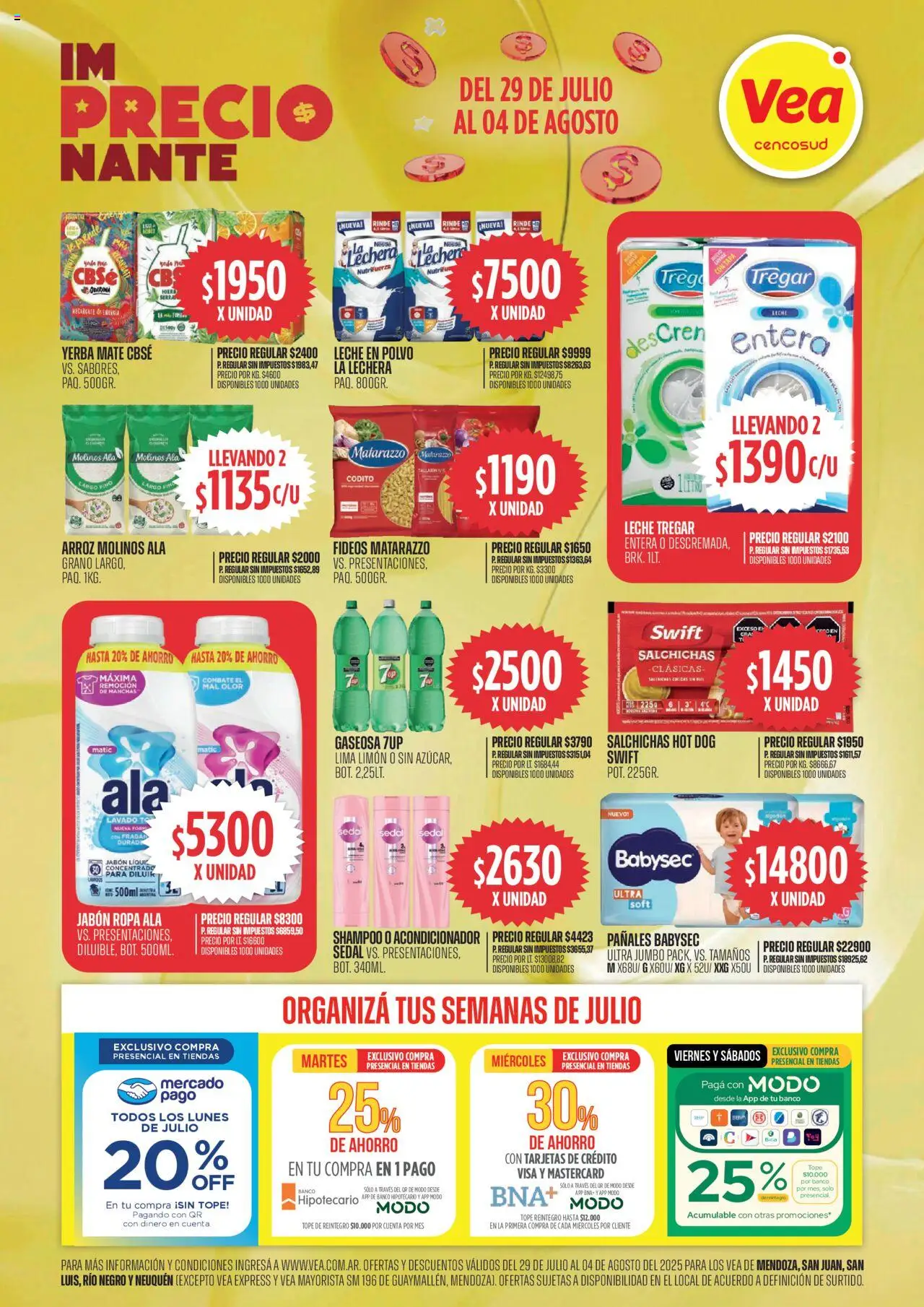 Vea - Oferta imPRECIOnante │ válido desde el 29.07.2025 | Página: 1 | Productos: Polvo, Lima, Leche, Fideos