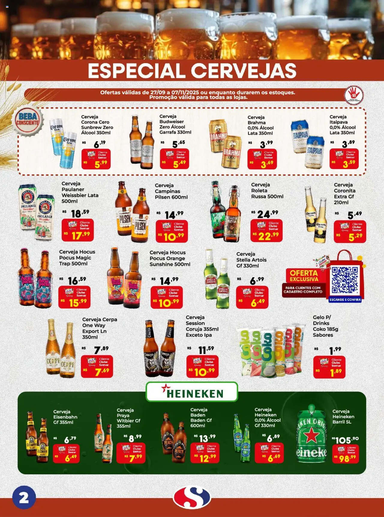 Semar Supermercado Folheto - válido de 27.09.2025 | Página: 2 | Produtos: Eisenbahn, Vinho, Cerveja, Heineken