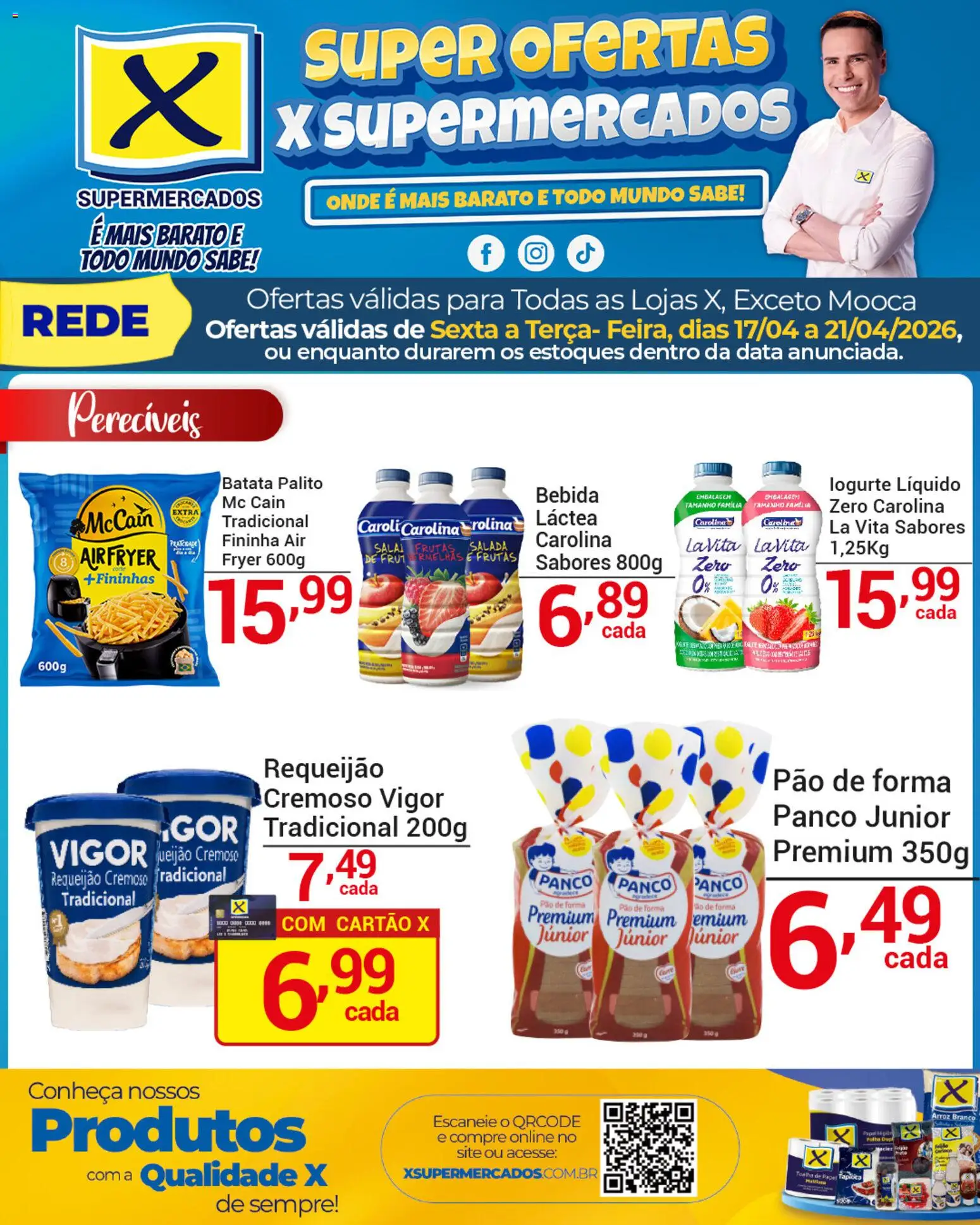 X Supermercados Folheto - válido de 17.04.2026 | Página: 2 | Produtos: Arroz, Pão de forma, Bebida, Requeijão