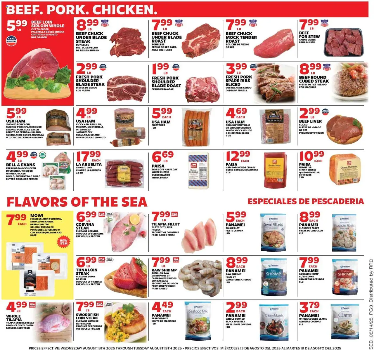 Sedano's Weekly Ad - valid from 13.08.2025 | Page: 3 | Products: Cheese, Ham, Seafood, Garlic