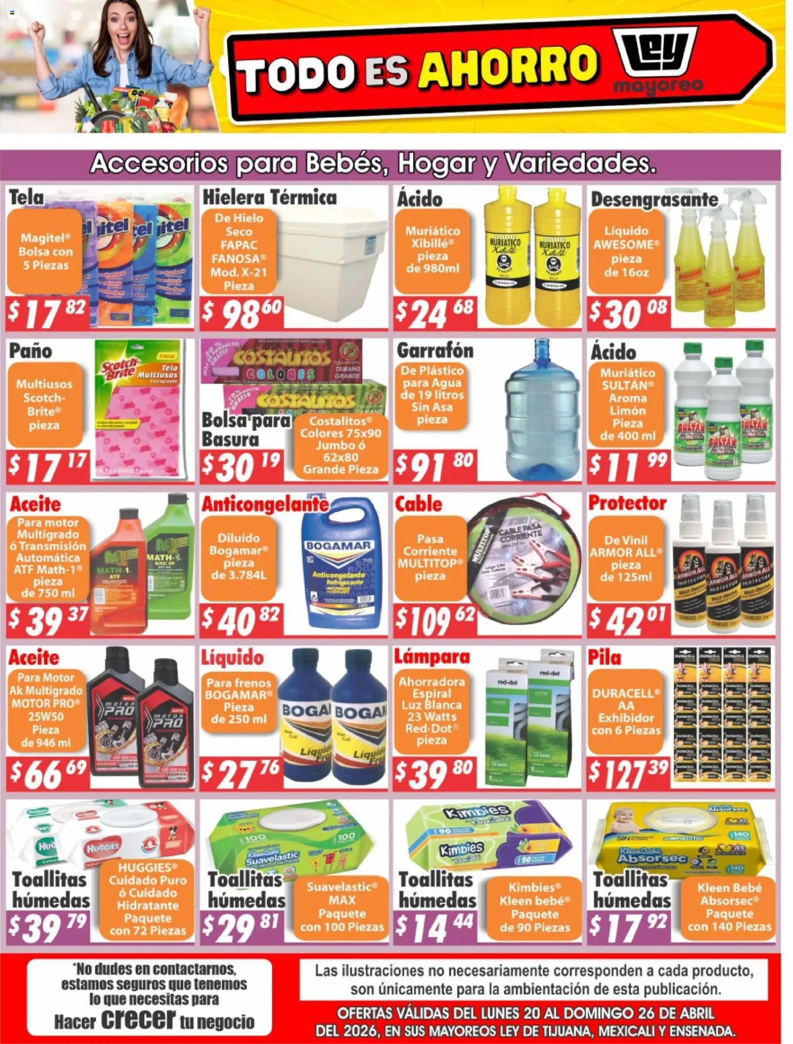 Nuevas ofertas de Casa Ley válidas en toda la República Mexicana desde el 20.04.2026. ¡Encuentra las mejores ofertas en Casa Ley folleto Frontera! | Página: 1 | Productos: Aceite, Hielera, Desengrasante, Lámpara