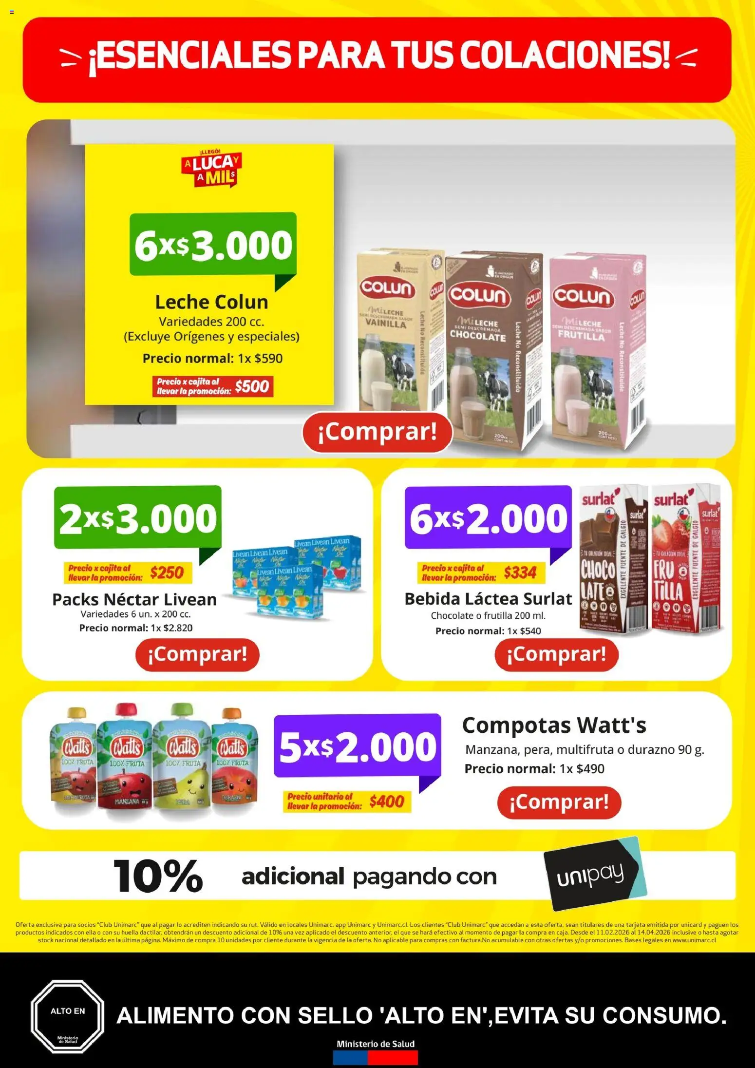 Unimarc Ofertas │ válido desde el 11.02.2026 | Página: 4 | Productos: Cacao, Leche, Chocolate, Frutilla