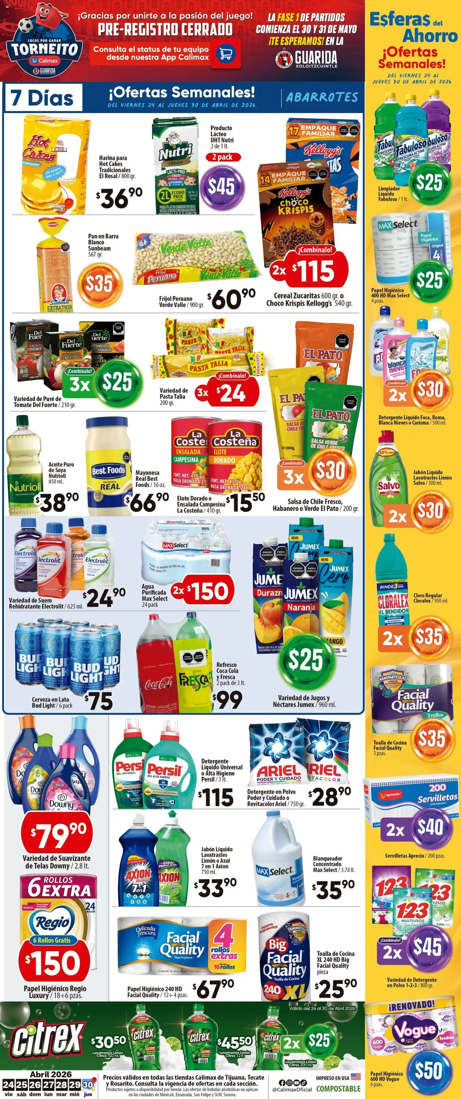 Nuevas ofertas de Calimax válidas en toda la República Mexicana desde el 24.04.2026. ¡Encuentra las mejores ofertas en Calimax folleto Tecate! | Página: 6 | Productos: Vitaminas, Cocina, Cloro, Ropa