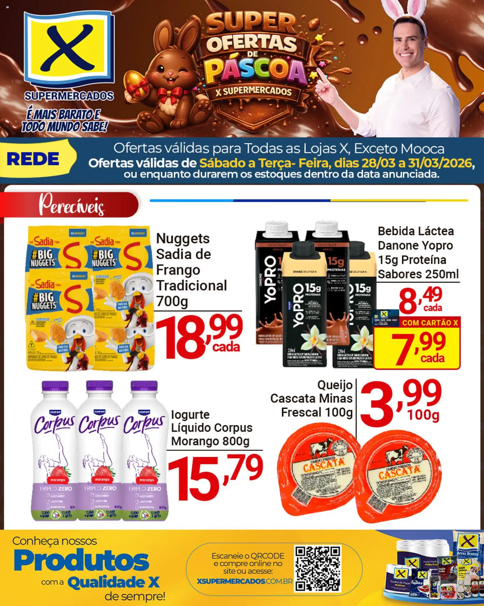 X Supermercados Folheto - válido de 28.03.2026 | Página: 2 | Produtos: Queijo, Arroz, Bebida, Frango