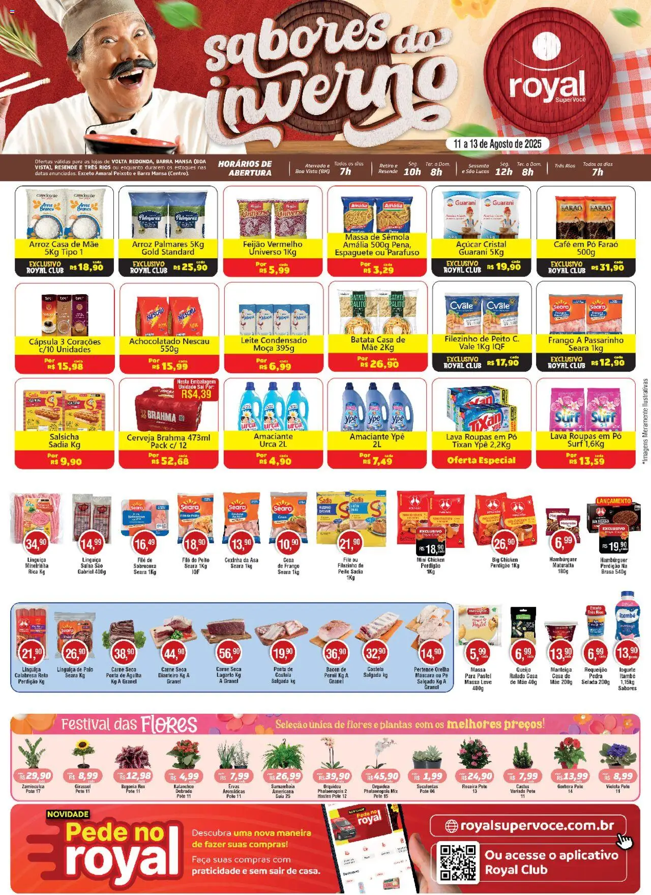 Royal Supermercados Folheto - válido de 11.08.2025 | Página: 1 | Produtos: Leite, Manteiga, Carne, Amaciante