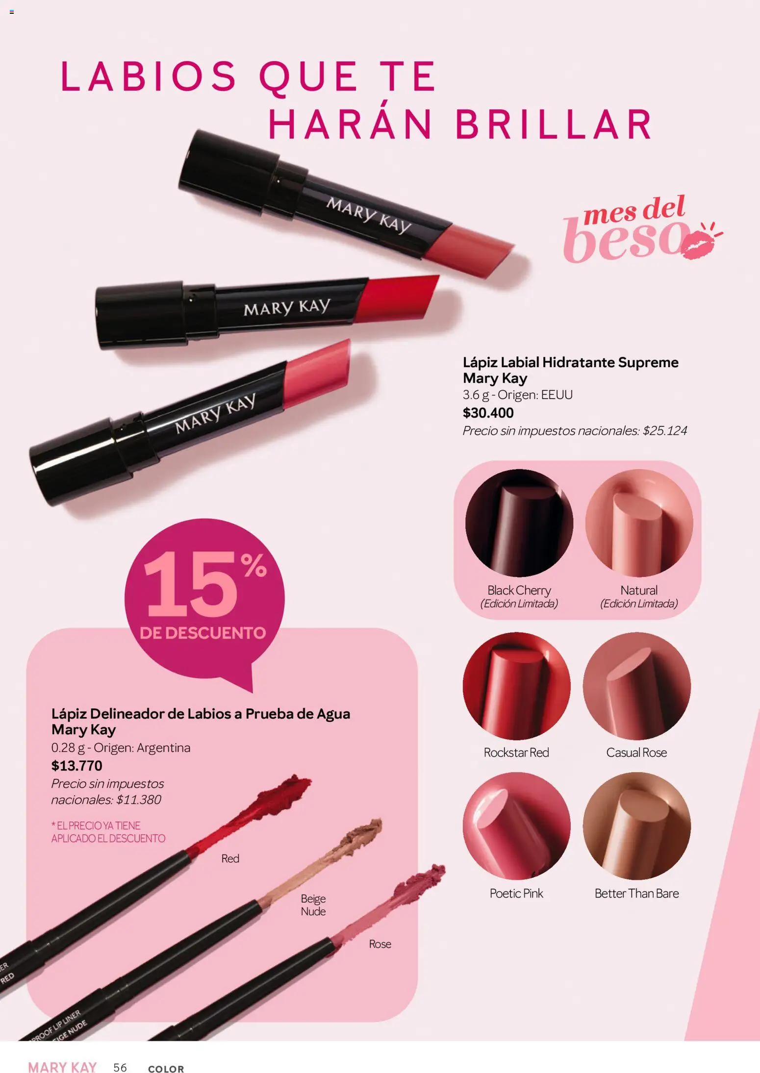 Mary Kay - Look Digital Otoño 2026 │ válido desde el 01.04.2026 | Página: 56 | Productos: Delineador, Lápiz labial, Agua, Té