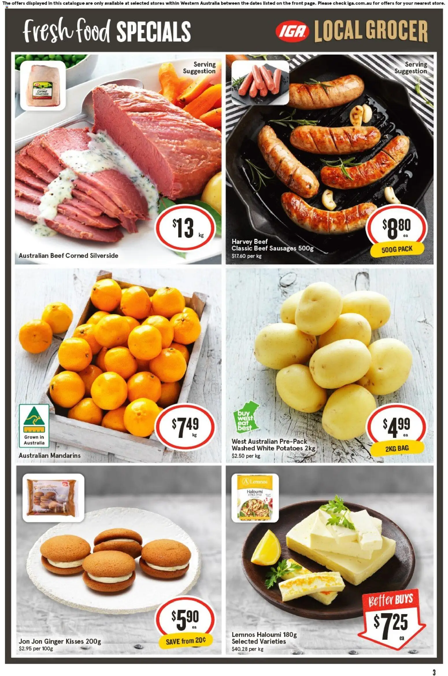 IGA catalogue - valid from 15.04.2026 | Page: 3 | Products: Ginger, Beef, Mandarins, Potatoes