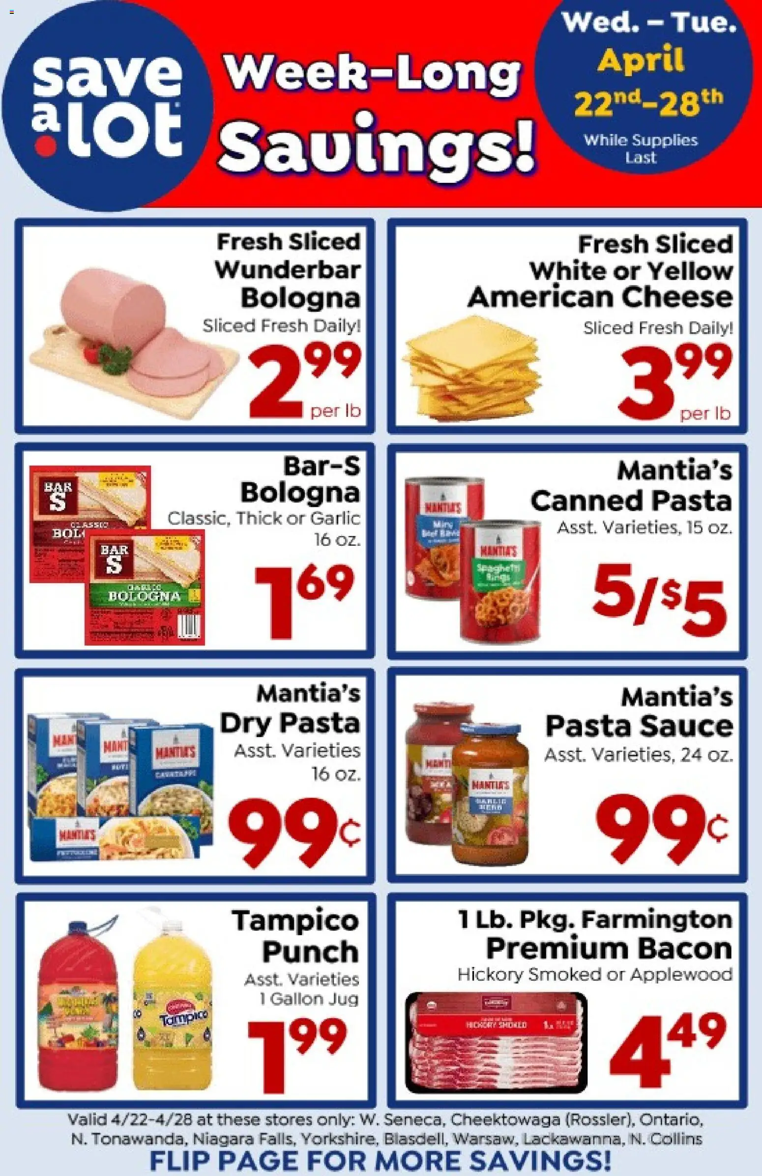Save a Lot Special Promotion - valid from 22.04.2026 | Page: 1 | Products: Cheese, Pasta, Sauce, Garlic