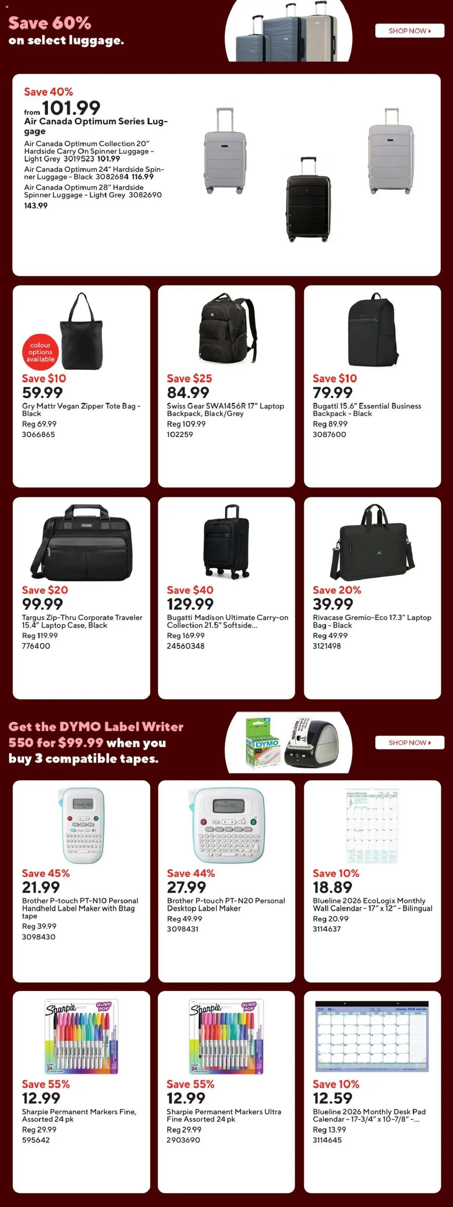 Staples flyer valid from 25.12.2025 | Page: 12 | Products: Backpack, Luggage, Bag