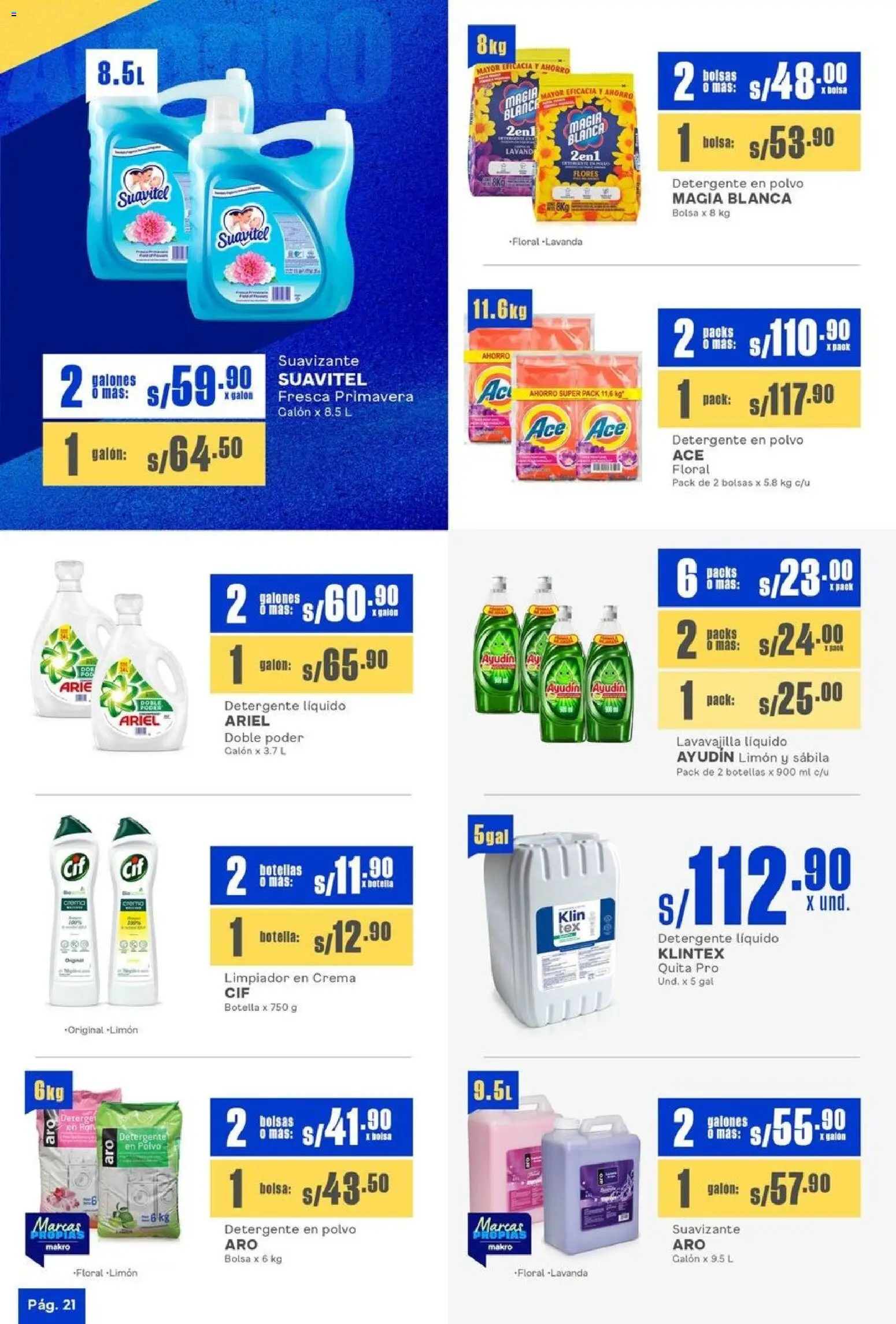 Catálogo Makro válido desde 23.10.2025 | Página: 21 | Productos: Detergente, Crema, Bolsa, Polvo