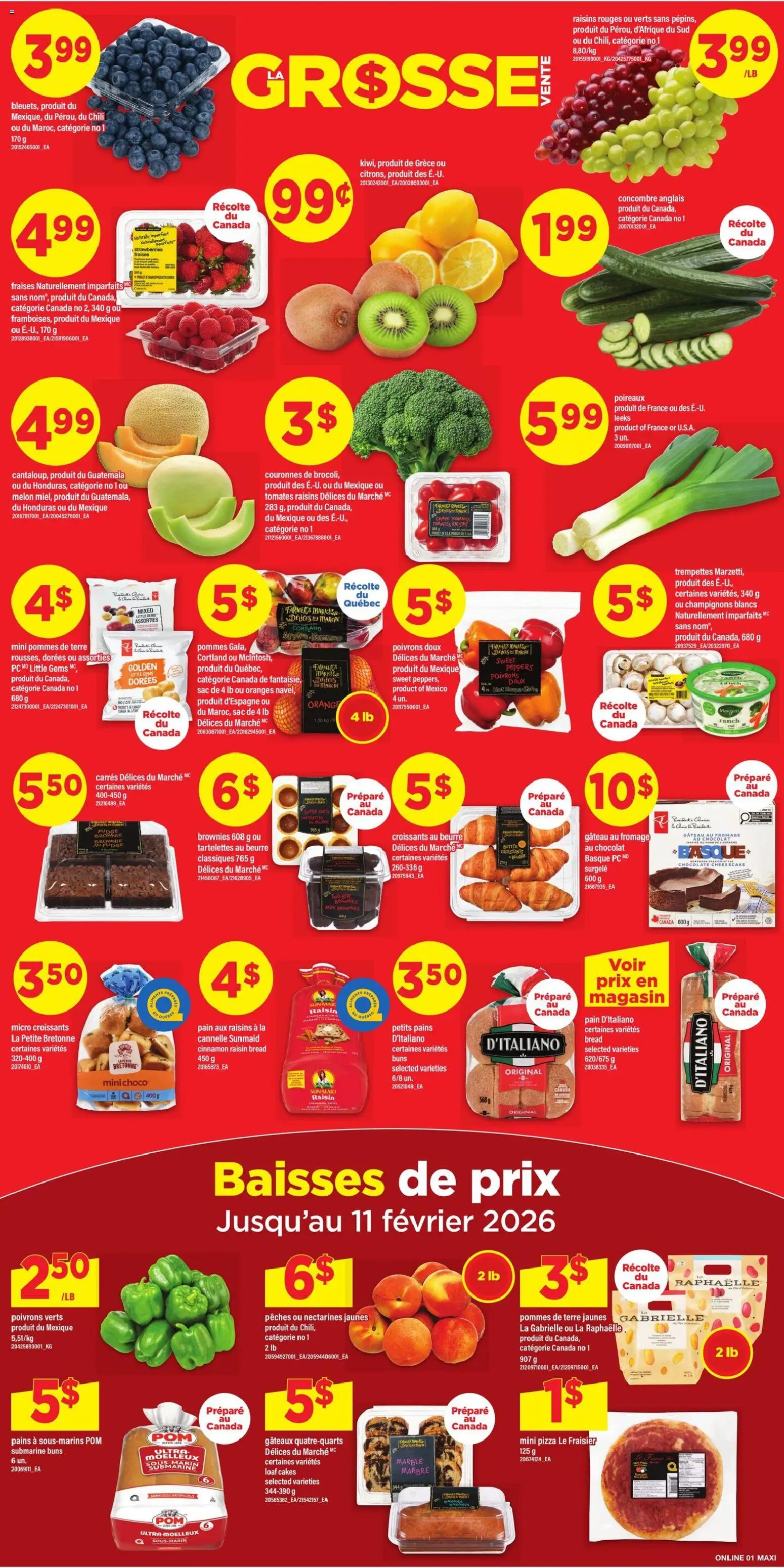 Maxi flyer valid from 05.02.2026 | Page: 5 | Products: Strawberries, Butter, Bread, Oranges