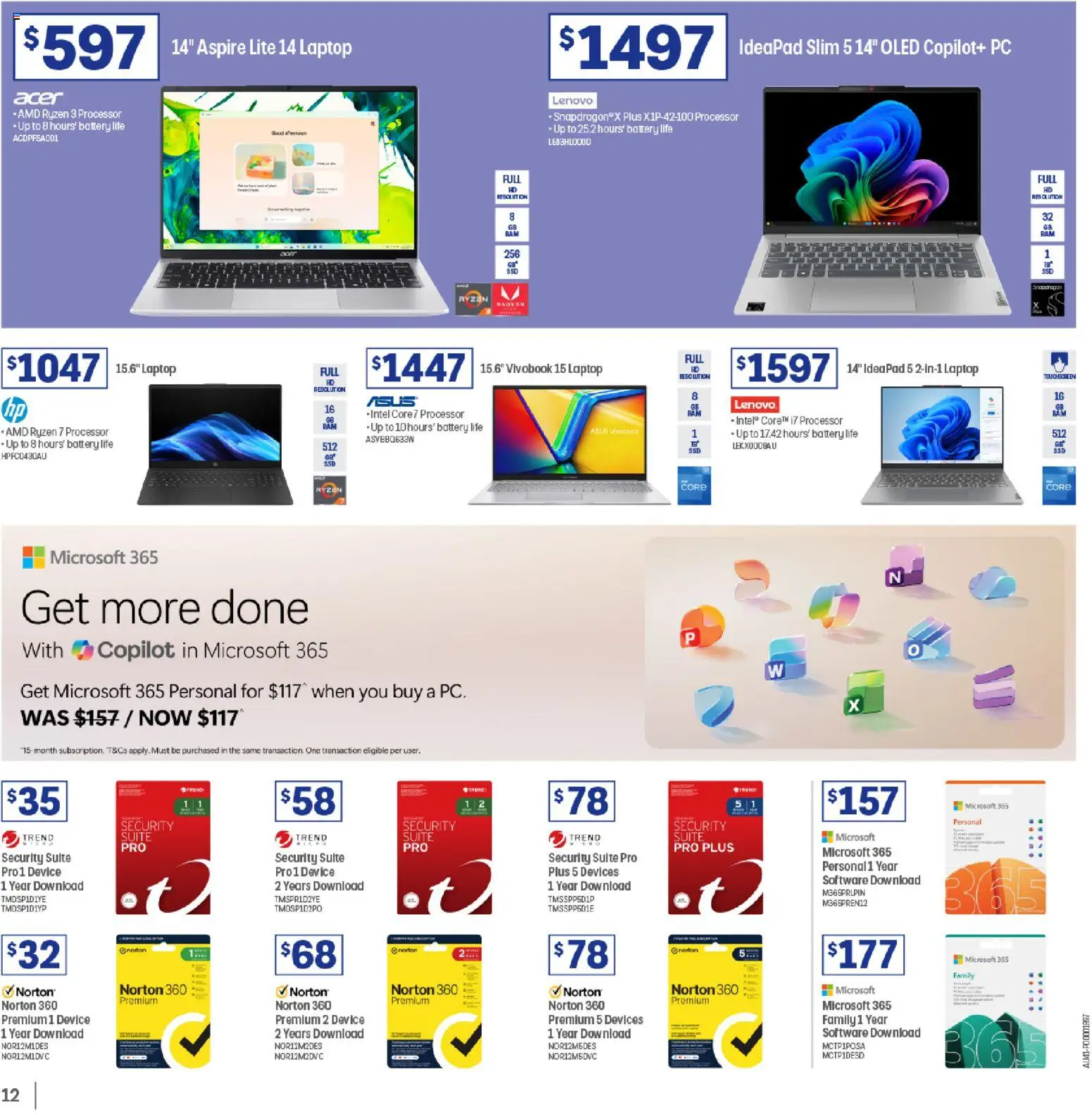Officeworks catalogue - valid from 31.03.2026 | Page: 12 | Products: Battery, Suite, Device, Pc