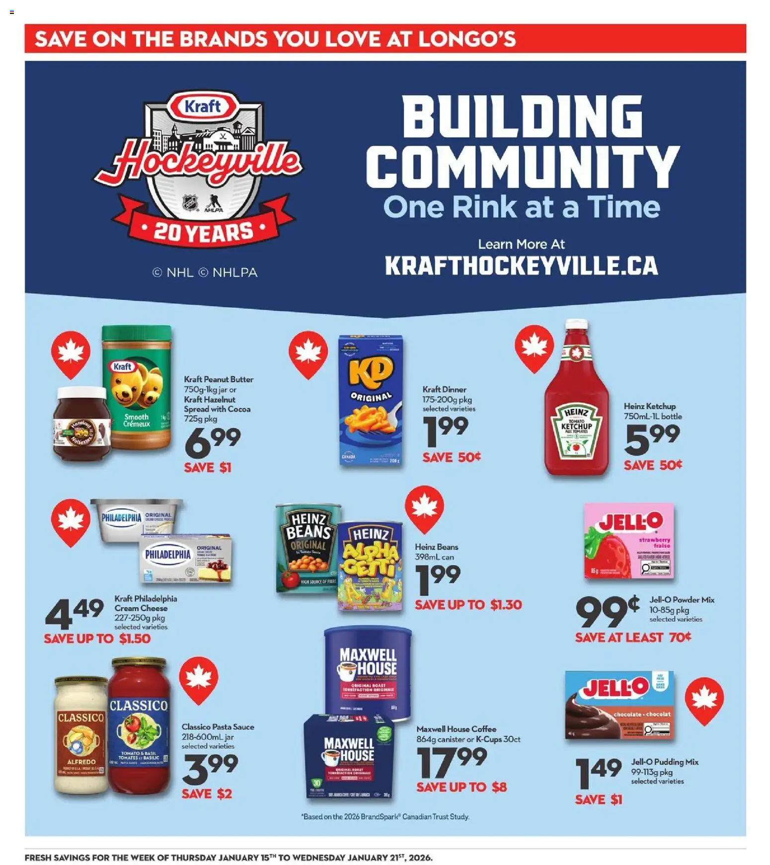 Longo's flyer valid from 15.01.2026 | Page: 16 | Products: Pasta, Powder, Cheese, Coffee