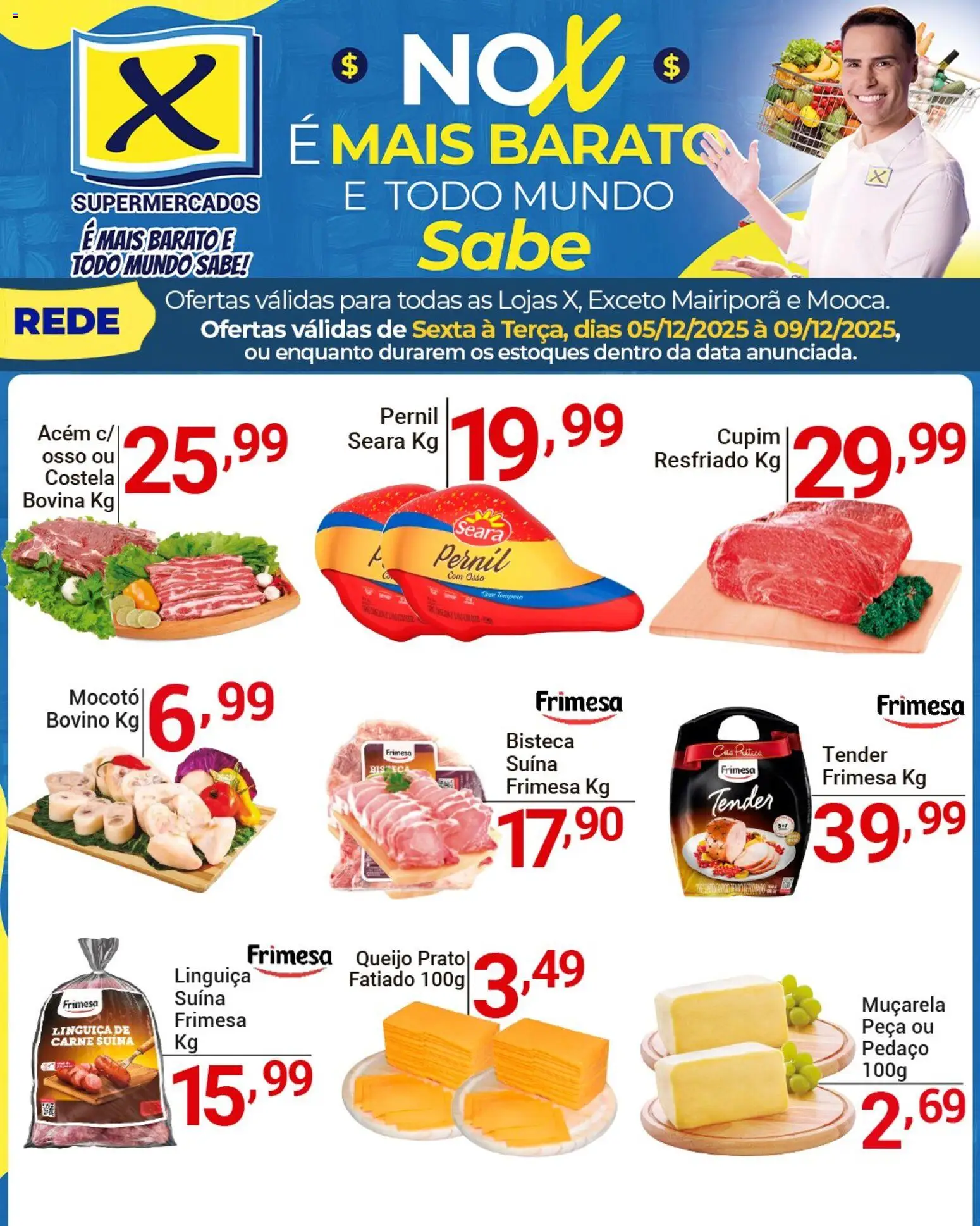 X Supermercados Folheto - válido de 05.12.2025 | Página: 1 | Produtos: Acém, Pernil, Queijo, Muçarela