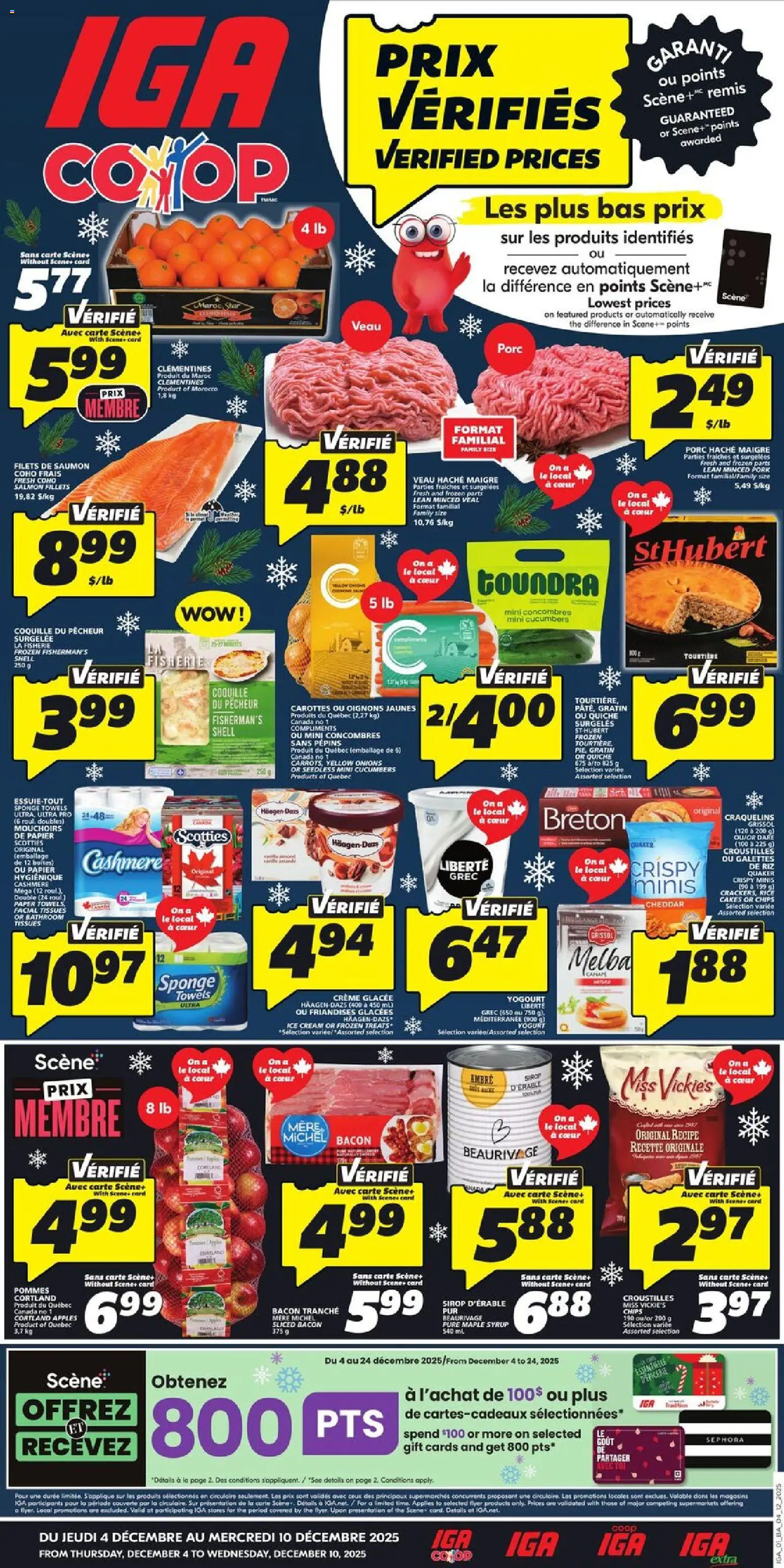 IGA flyer valid from 04.12.2025 | Page: 1 | Products: Cream, Ice cream, Sponge, Yogurt