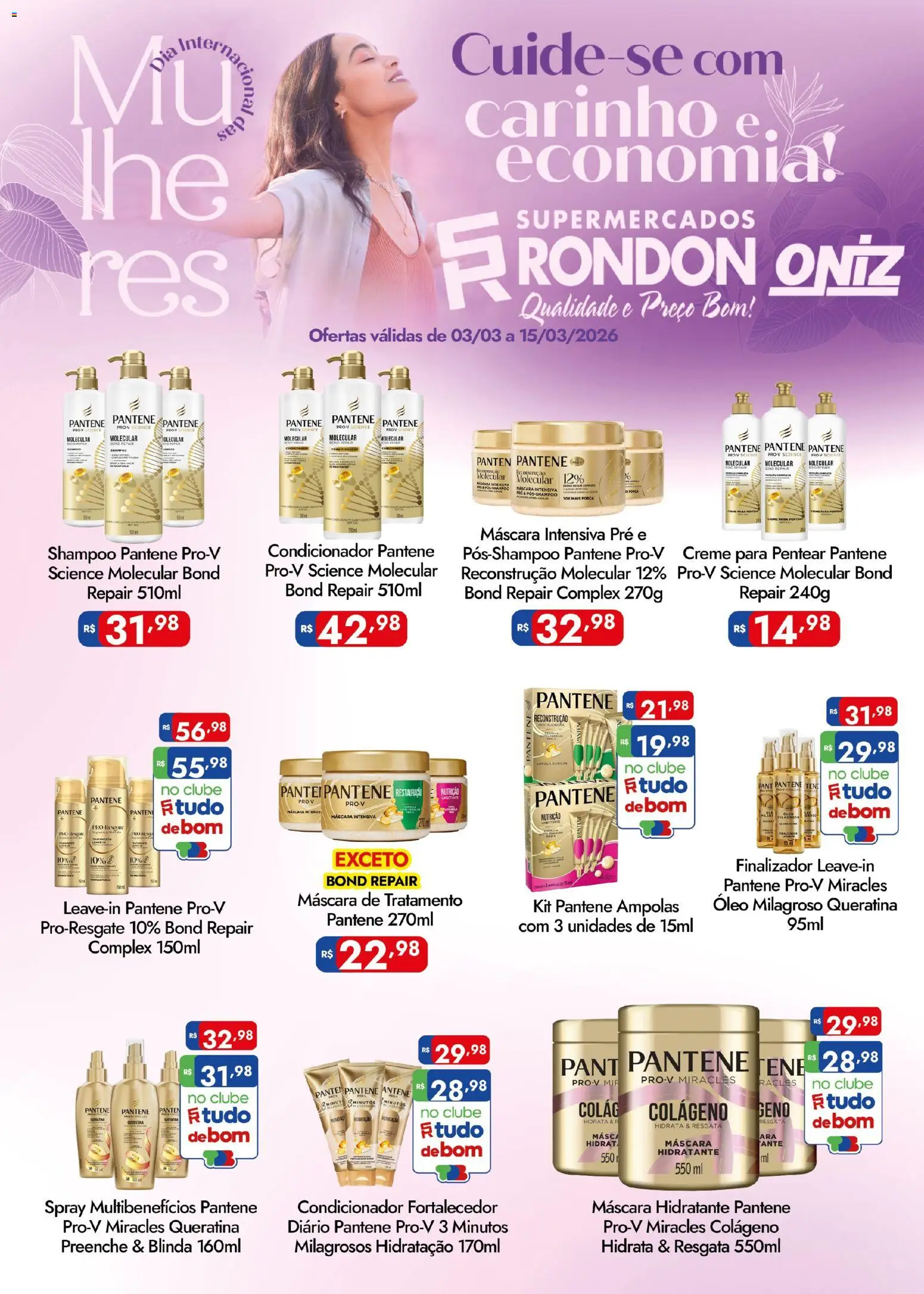 Supermercados Rondon Folheto - válido de 03.03.2026 | Página: 1 | Produtos: Shampoo, Óleo, Shampoo pantene, Creme