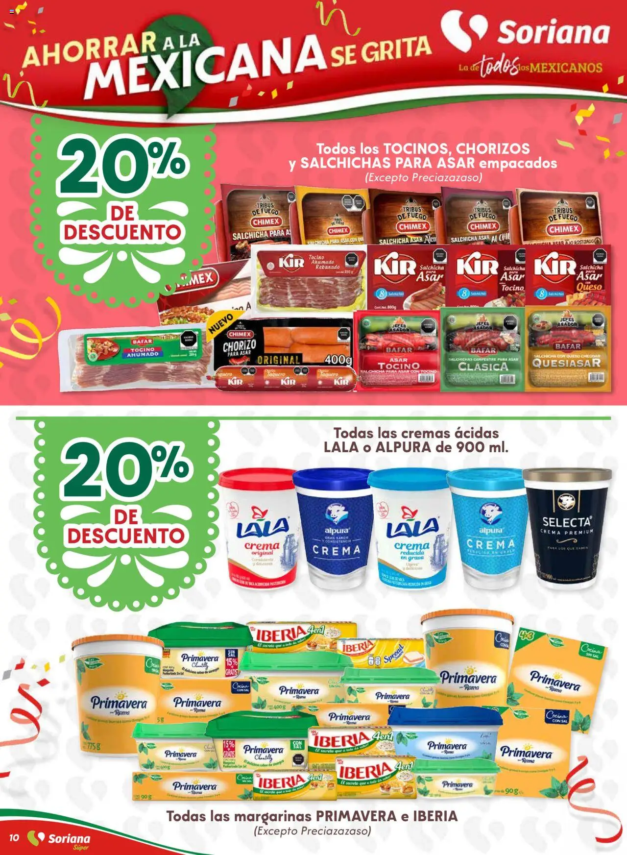 Nuevas ofertas de Soriana válidas en toda la República Mexicana desde el 10.09.2025. ¡Encuentra las mejores ofertas en Soriana - Ahorrar a la mexicana se grita Soriana Súper Nacional! | Página: 10 | Productos: Sal, Salchicha, Crema, Cocina