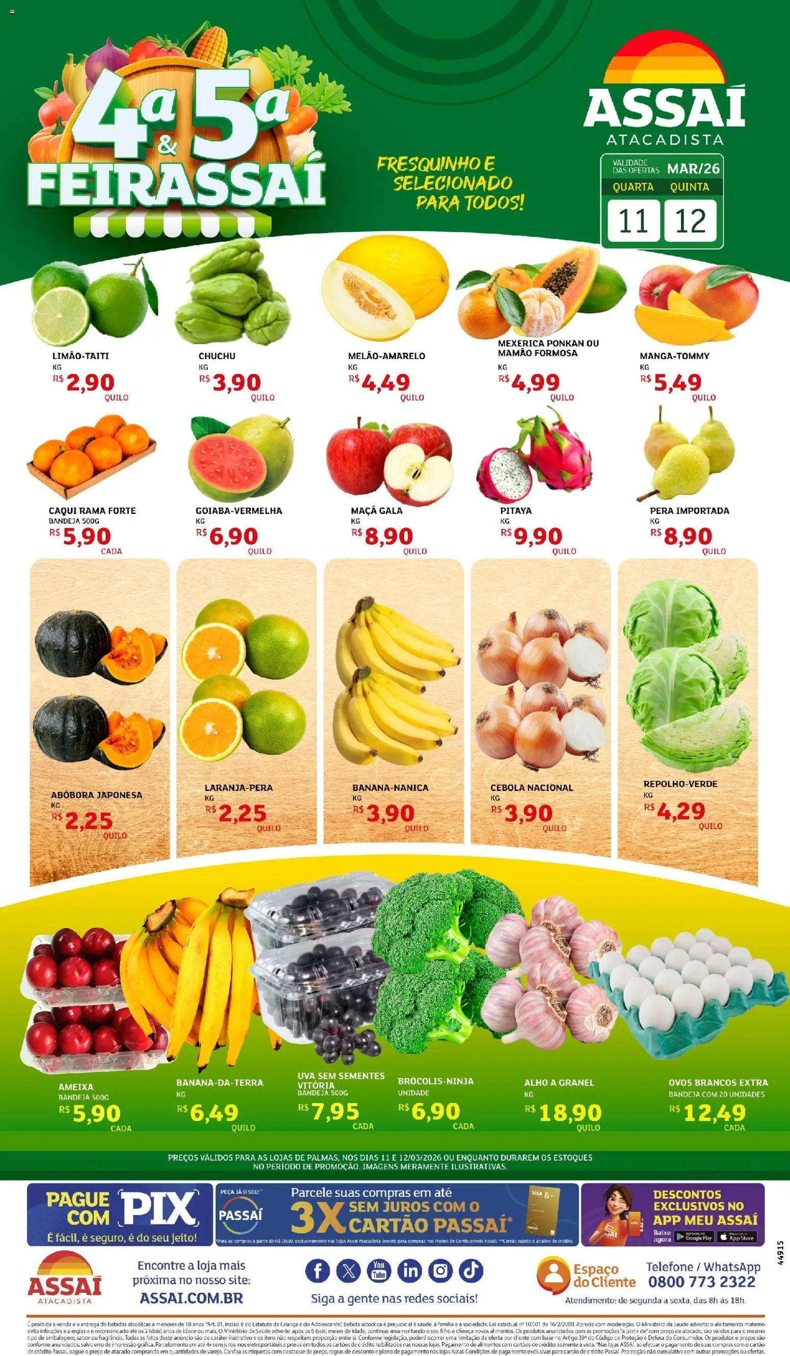 Assaí Atacadista Folheto - válido de 12.03.2026 | Página: 1 | Produtos: Mexerica, Alho, Ovos, Ameixa