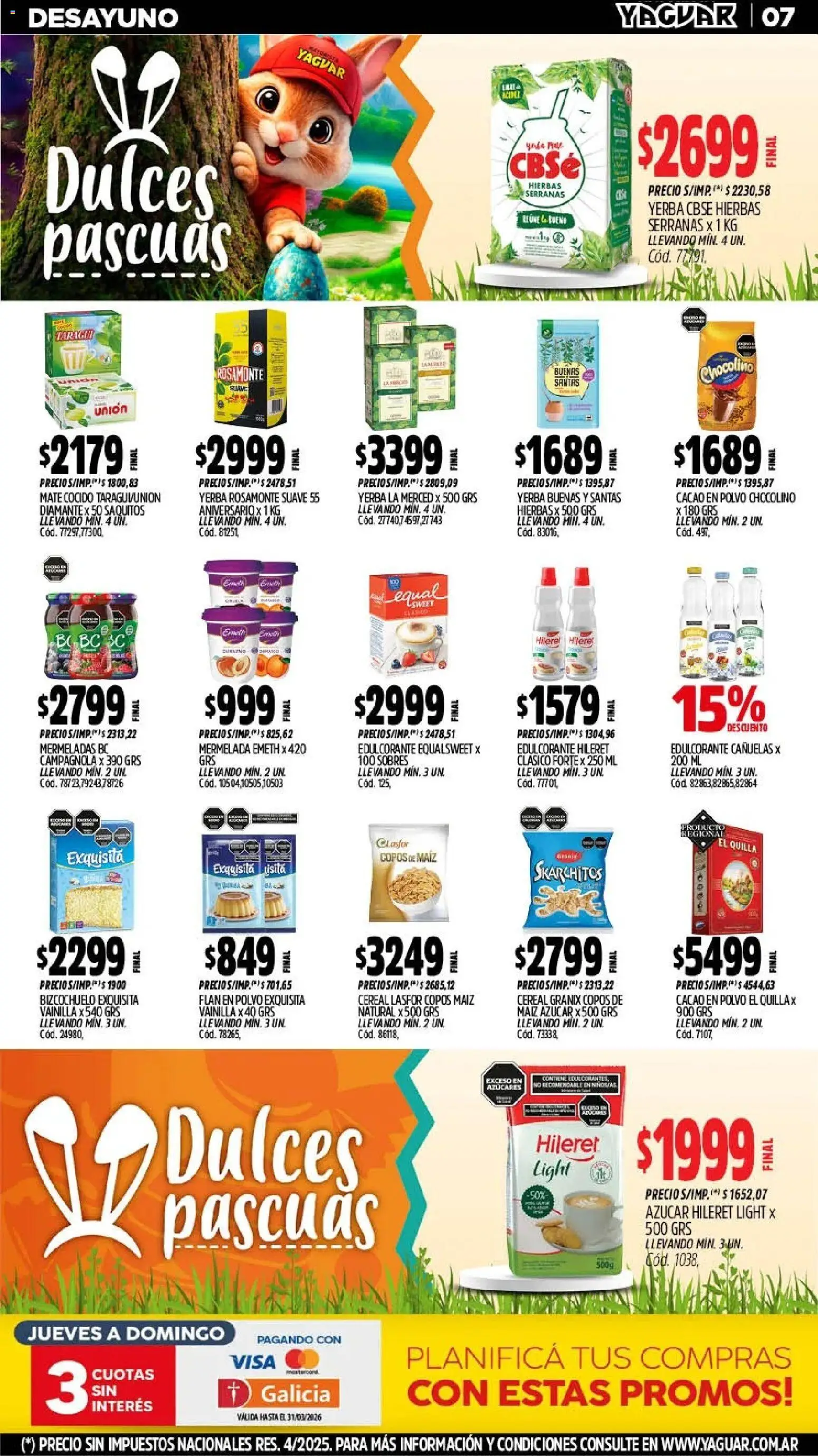 Yaguar - Oferta Semanal Santa Fé │ válido desde el 16.03.2026 | Página: 7 | Productos: Copos, Mate, Maiz, Cacao