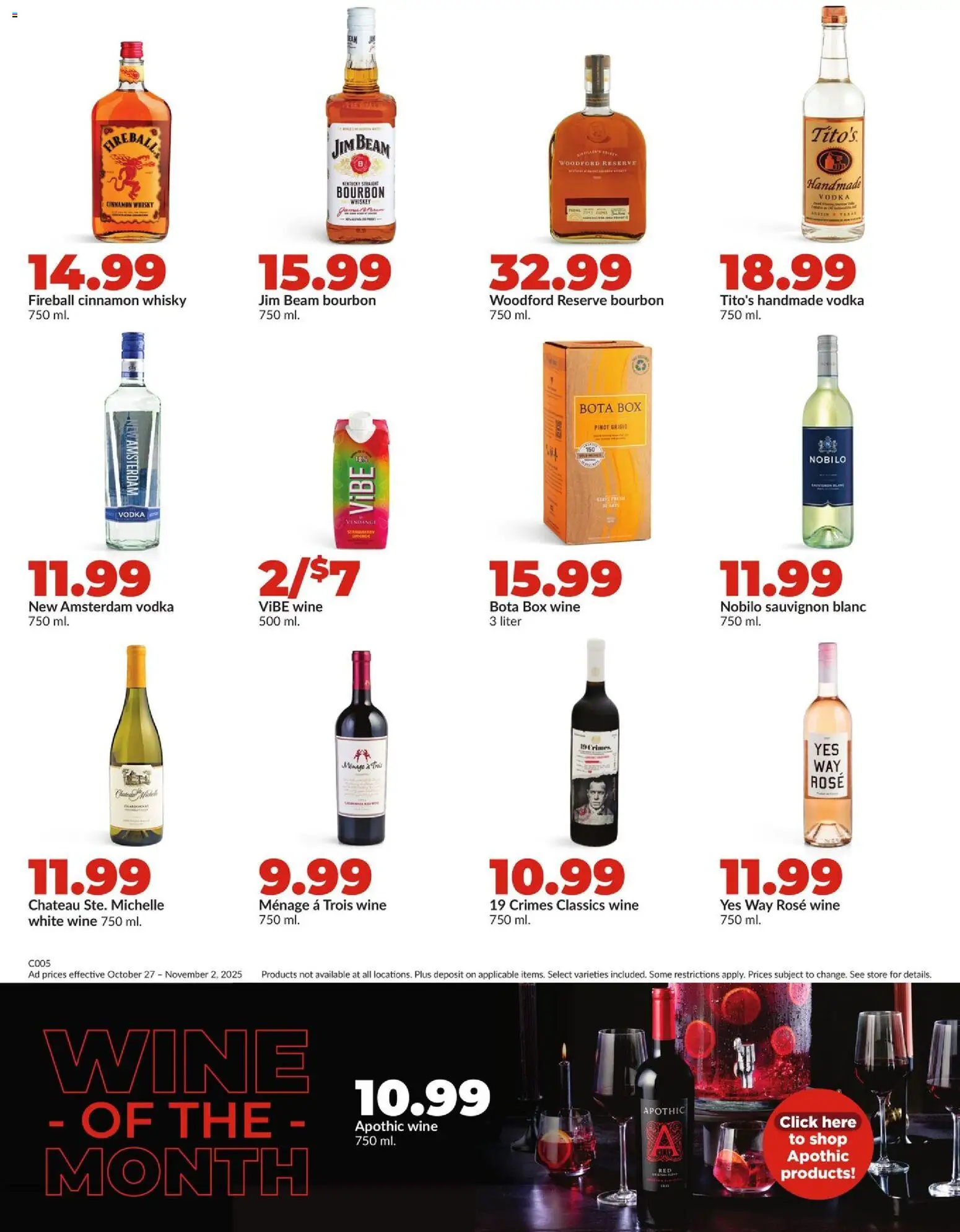 HyVee Weekly Ad - valid from 27.10.2025 | Page: 35 | Products: Box, Wine, Bourbon, Vodka
