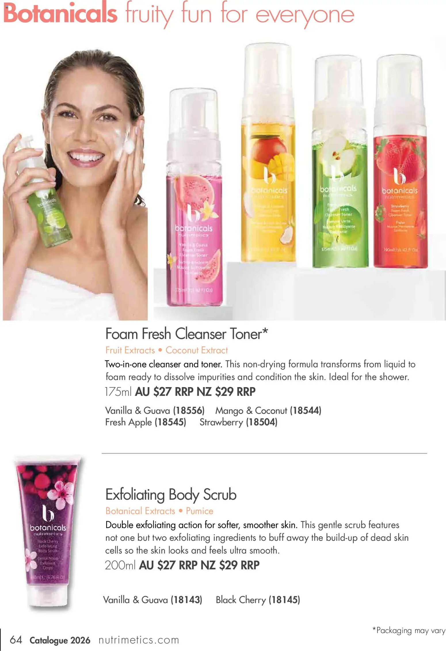 Nutrimetics catalogue - valid from 01.01.2026 | Page: 64 | Products: Scrub, Mango, Body scrub, Toner