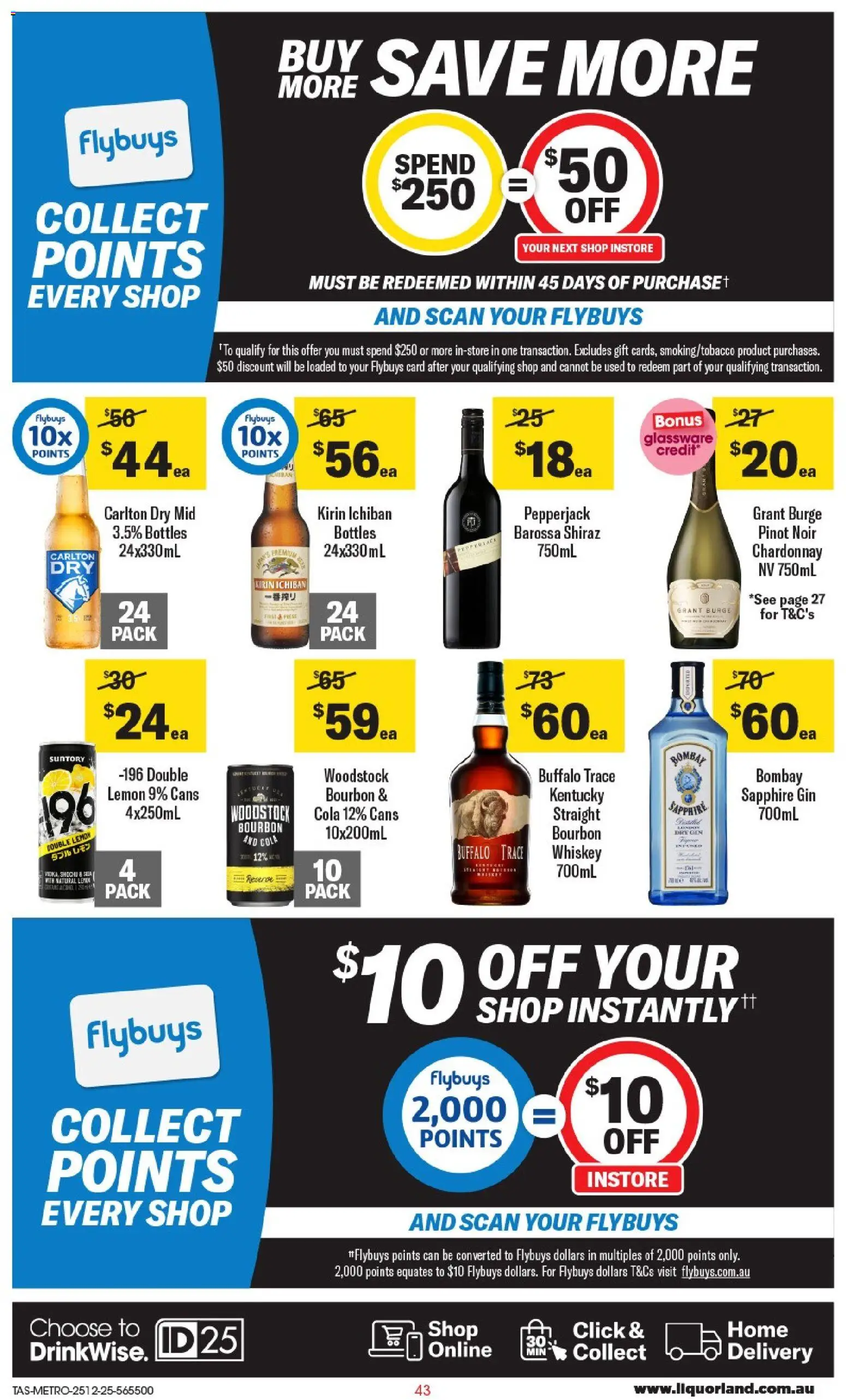Coles catalogue - valid from 25.12.2025 | Page: 44 | Products: Glassware, Bourbon, Gin, Whiskey