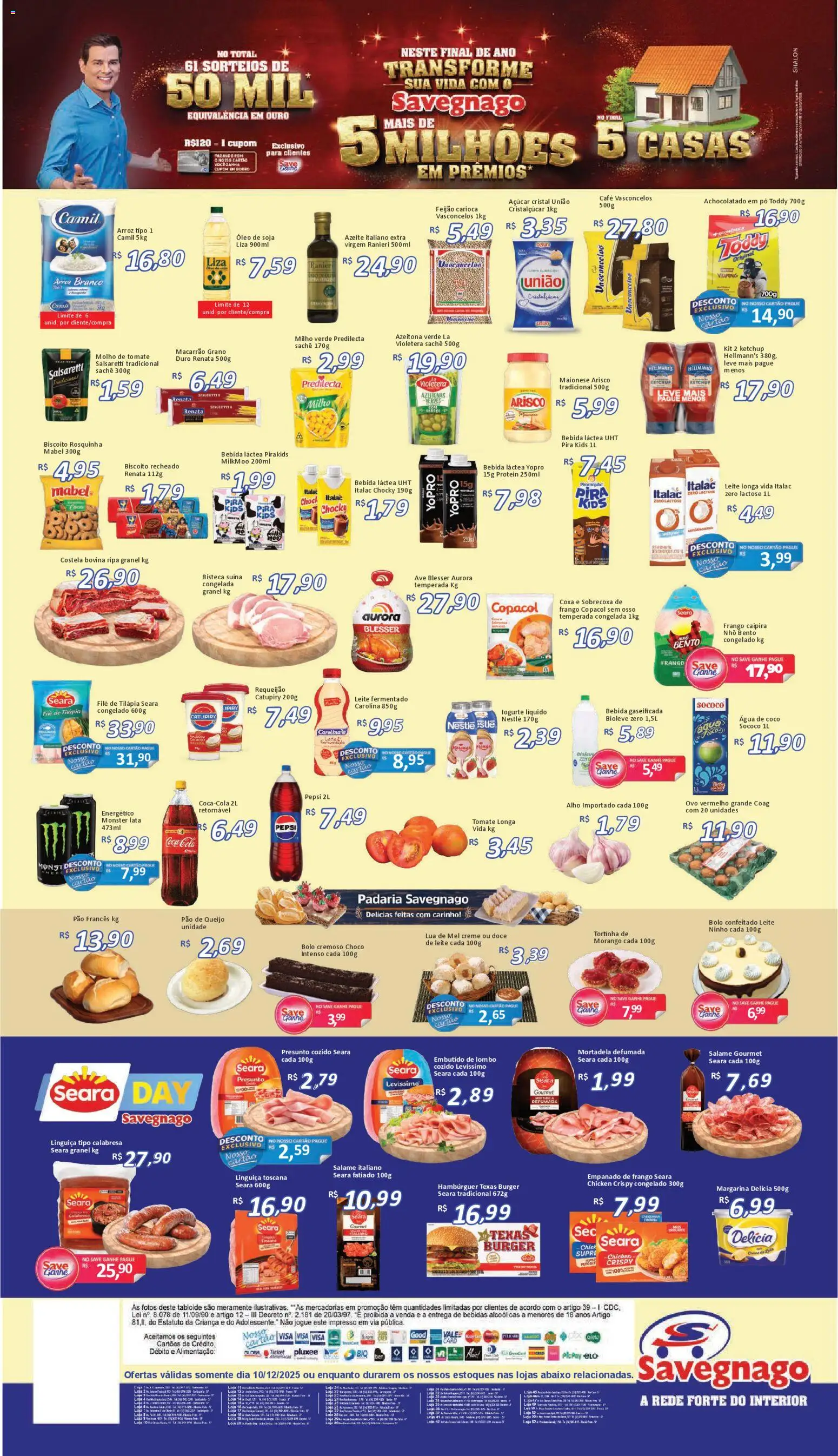 Savegnago Folheto - válido de 10.12.2025 | Página: 2 | Produtos: Leite, Açúcar, Frango, Pão de queijo