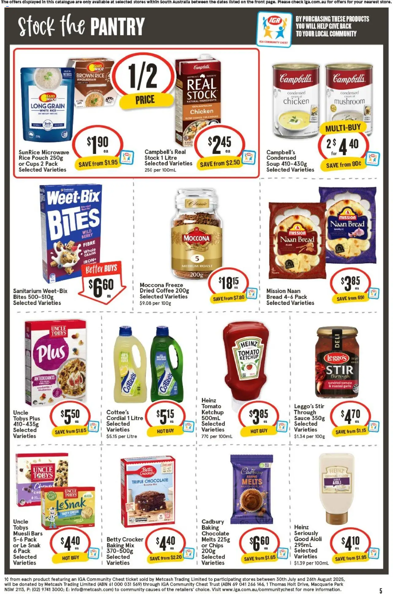 IGA catalogue - valid from 20.08.2025 | Page: 5 | Products: Milk, Chicken, Cream, Microwave