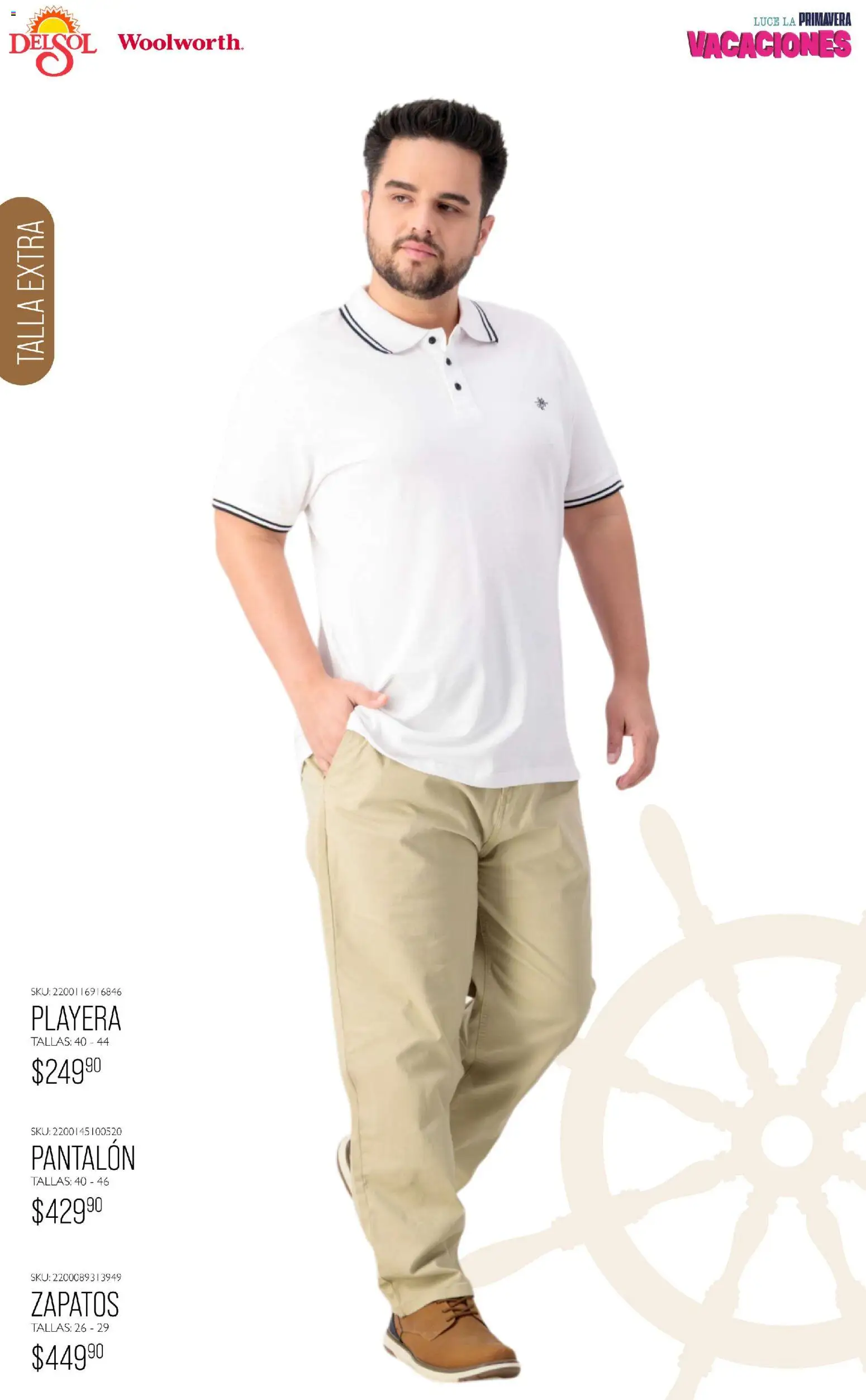 Nuevas ofertas de Del Sol y Woolworth válidas en toda la República Mexicana desde el 19.03.2026. ¡Encuentra las mejores ofertas en Del Sol y Woolworth catálogo Vacaciones 2026 ! | Página: 28 | Productos: Zapatos, Playera