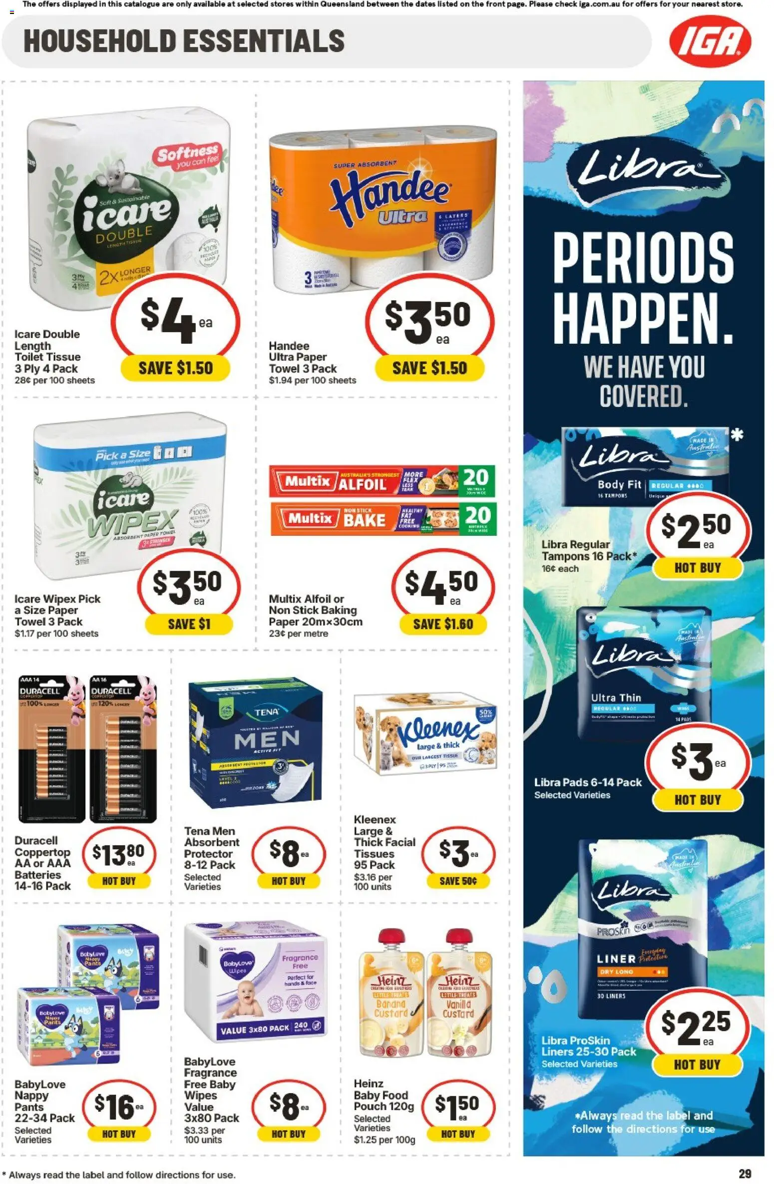 IGA catalogue - valid from 08.04.2026 | Page: 32 | Products: Baby food, Pants, Sustainable, Tissues