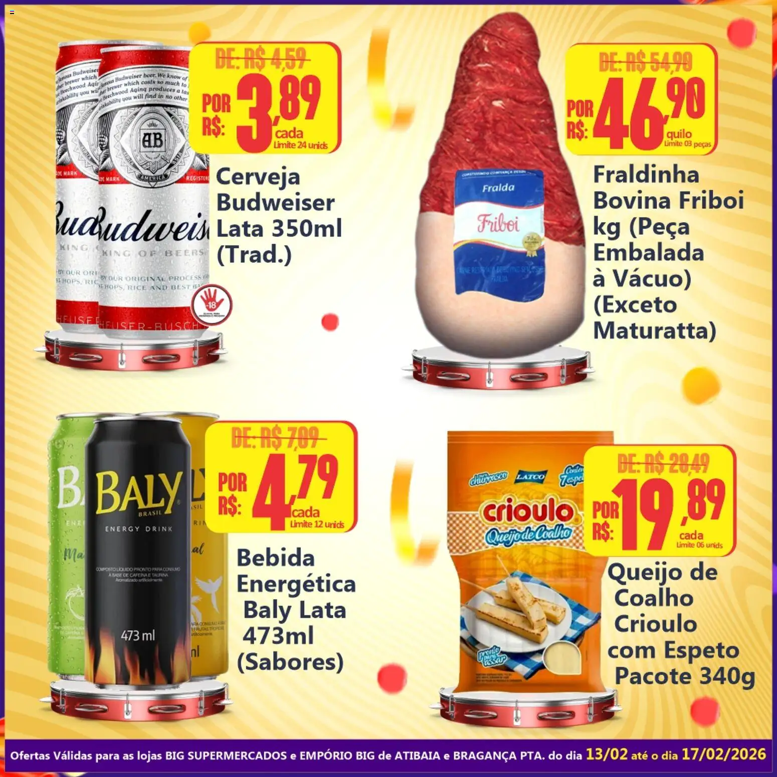 Big Supermercados Folheto - válido de 13.02.2026 | Página: 2 | Produtos: Fraldinha, Cerveja, Base, Bebida